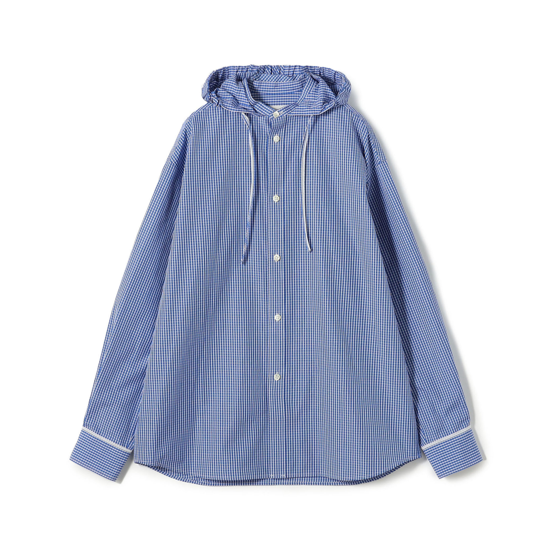 edition pourell コットンチェック フーデッドシャツ