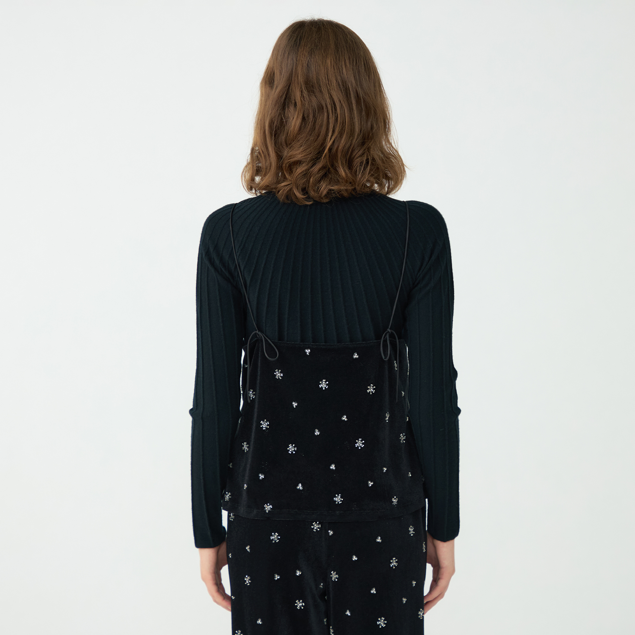 メッシュベロアエンブロイダリー キャミソールブラウス