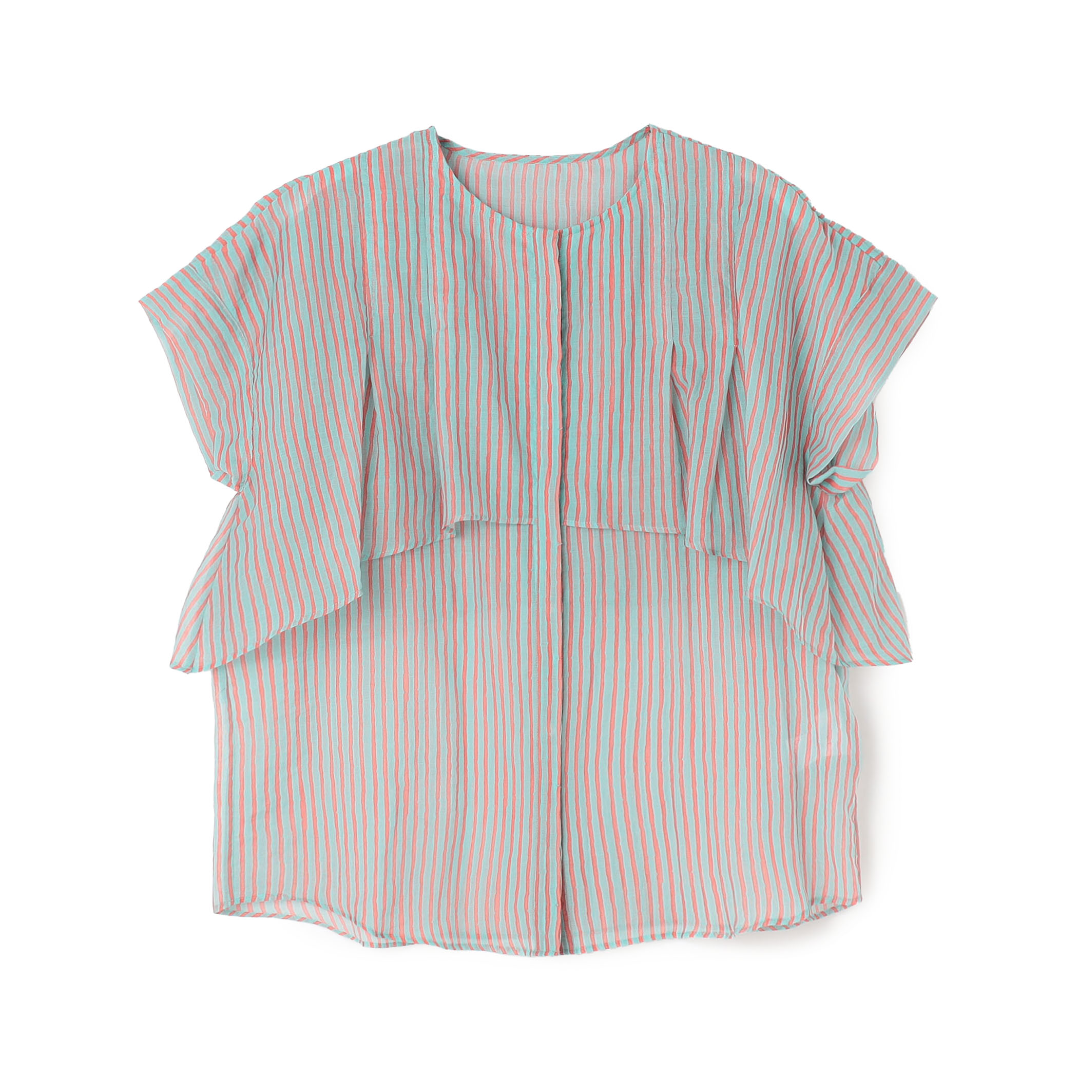 コットンポリエステルプリント レイヤードブラウス