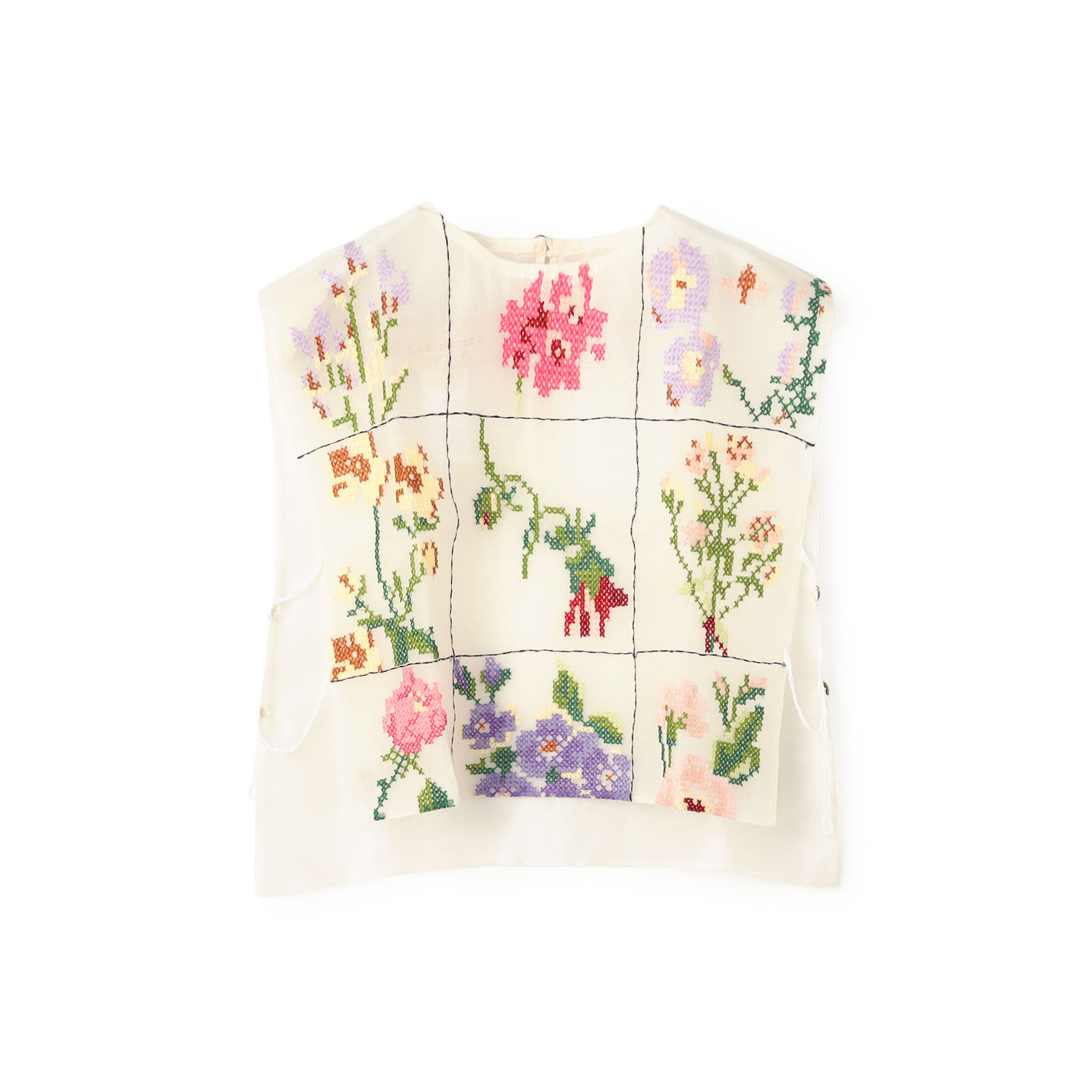 ODE TO ODD THOUSAND BUD BIB シルク エンブロイダリーブラウス