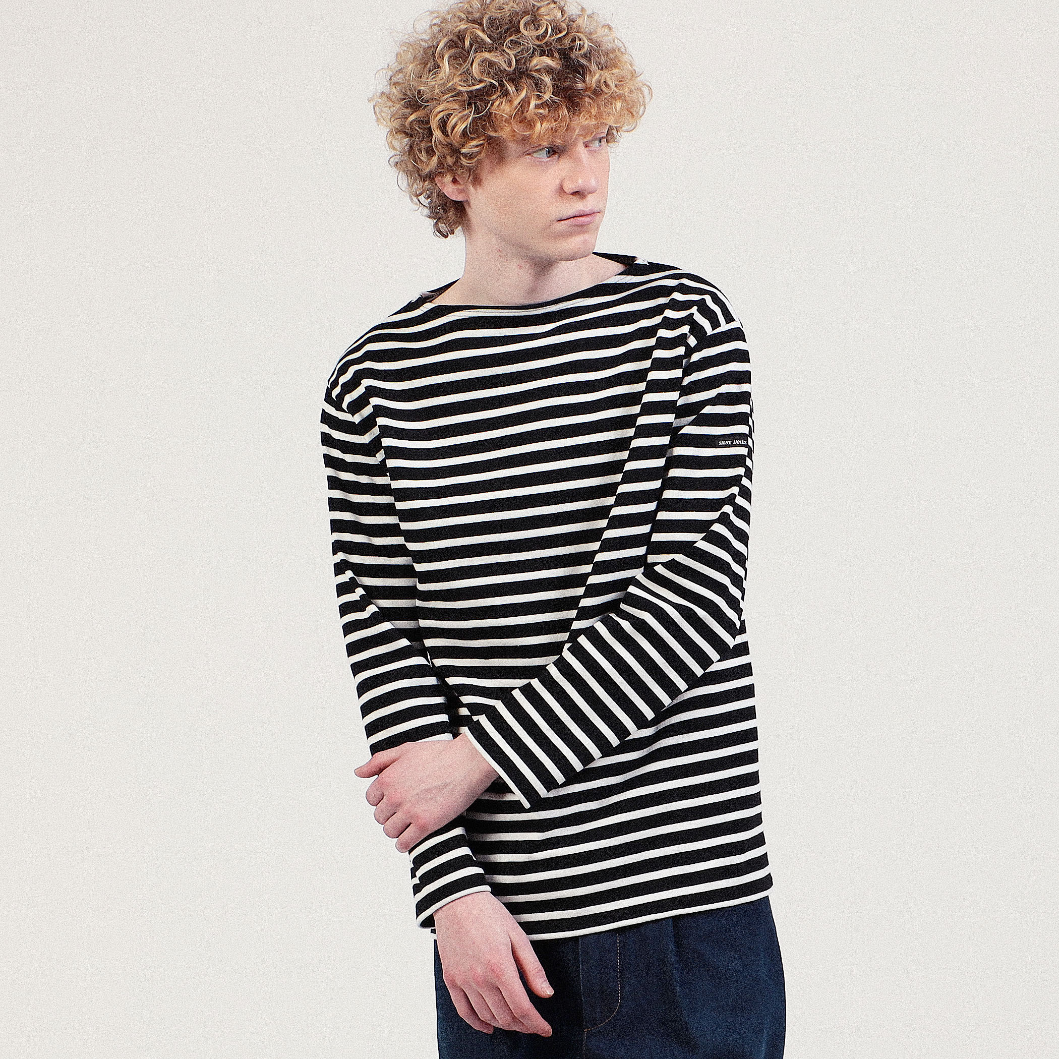 SAINT JAMES OUESSANT BORDER コットン ボートネックプルオーバー