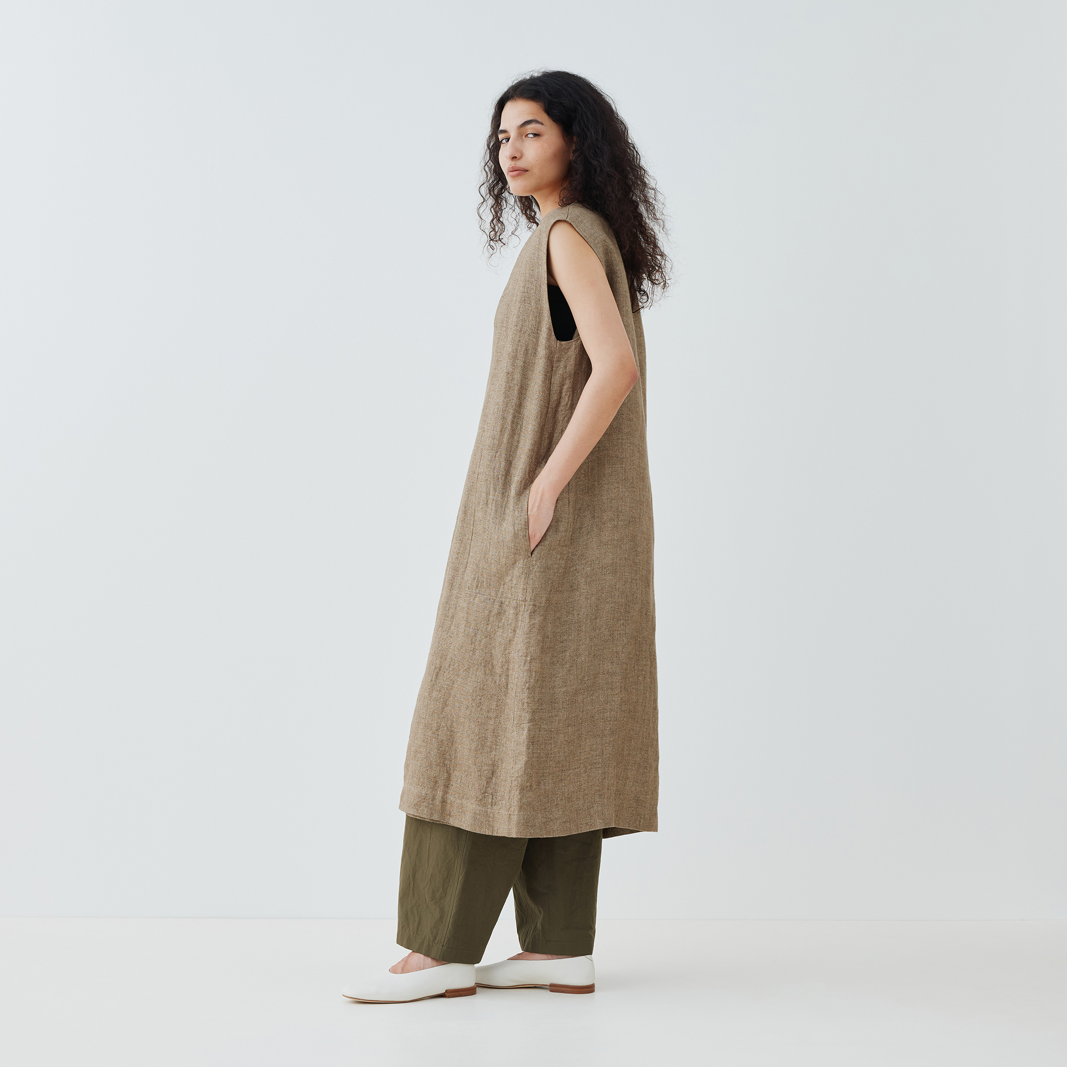 楽天市場】【SALE／30%OFF】リネンヘリンボーン ロングジレ