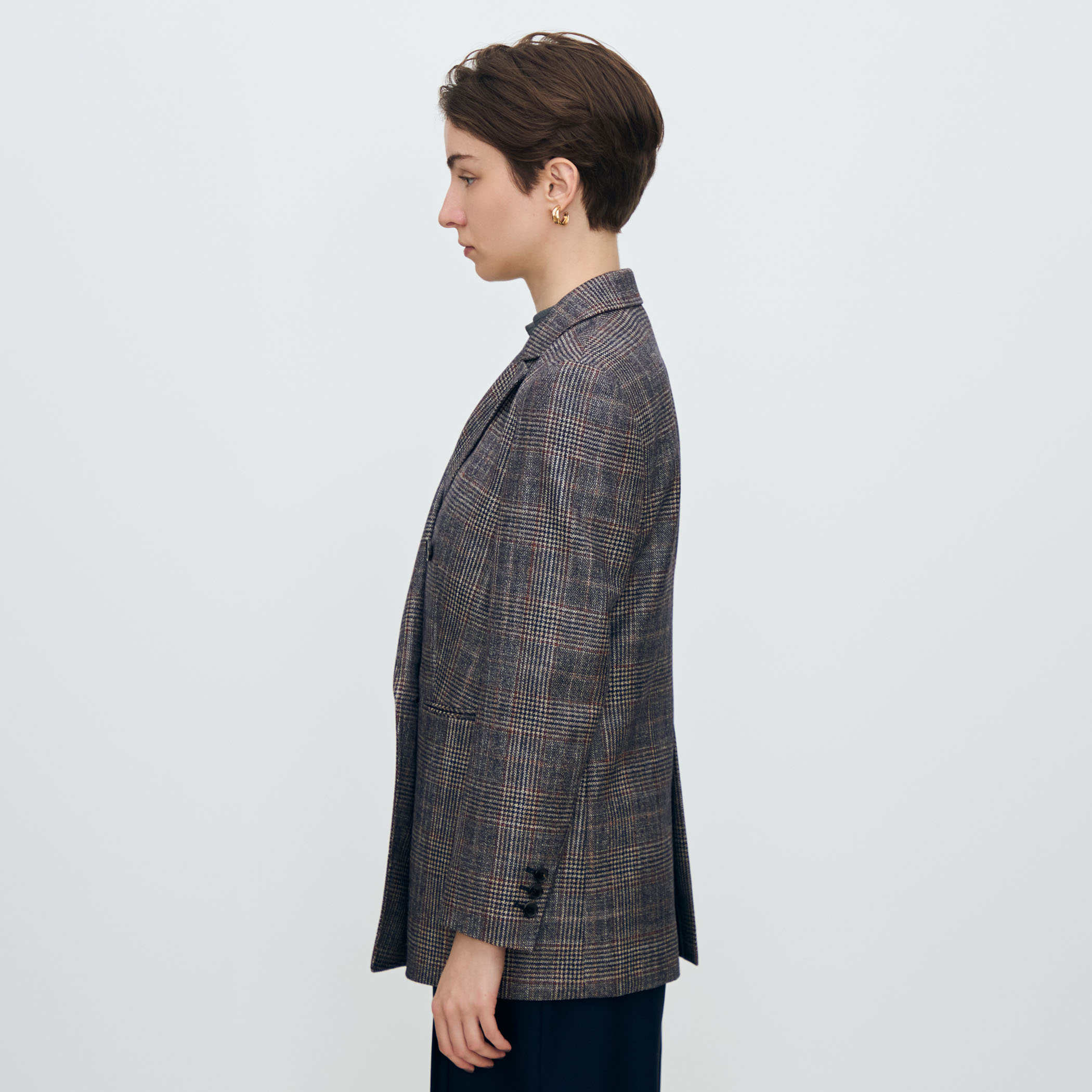 トゥモローランド コレクションチェックシルクウールダブルジャケット SILK AIR GLEN CHECK ダブルブレストジャケット