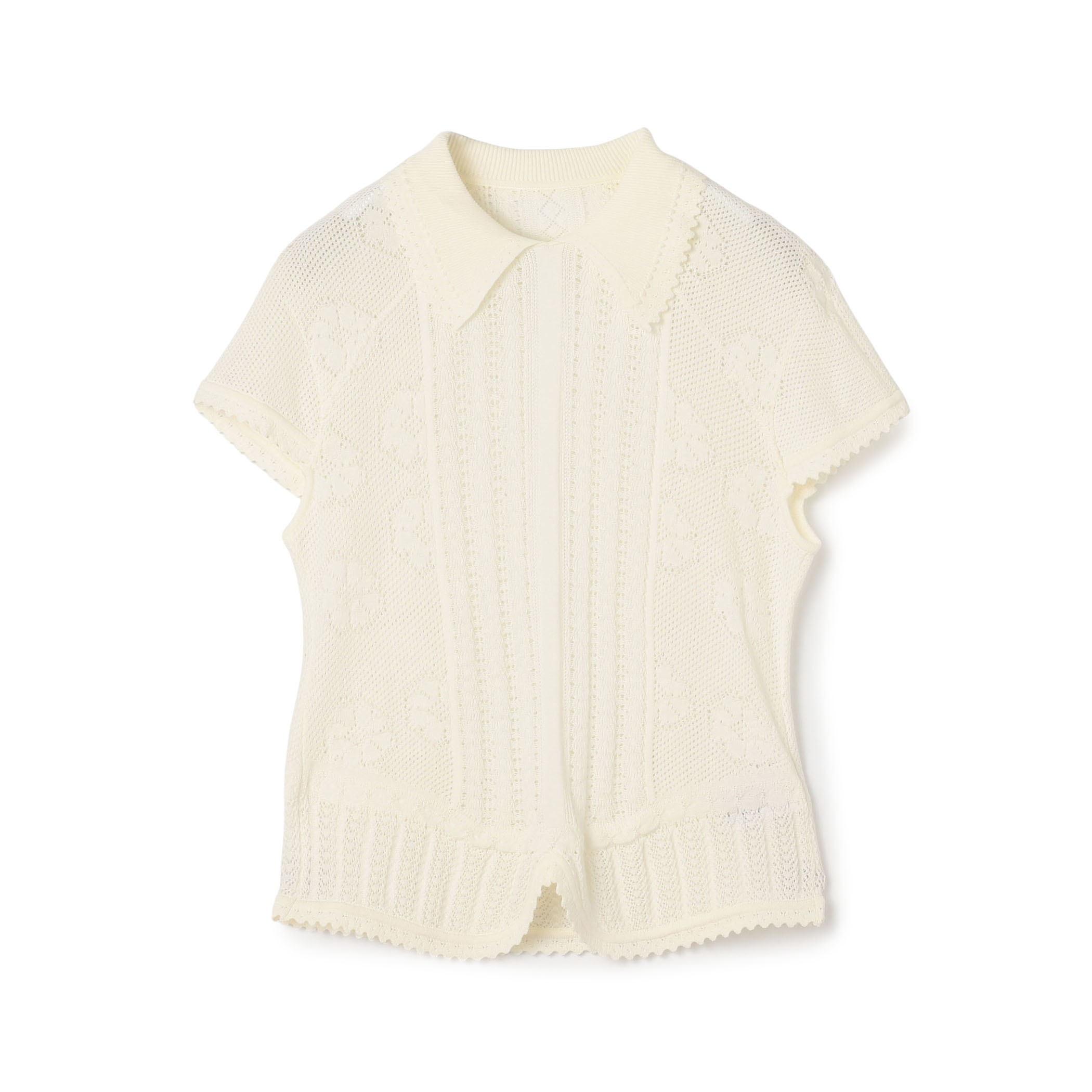 Mame Kurogouchi Lace Stripe Knitted Top