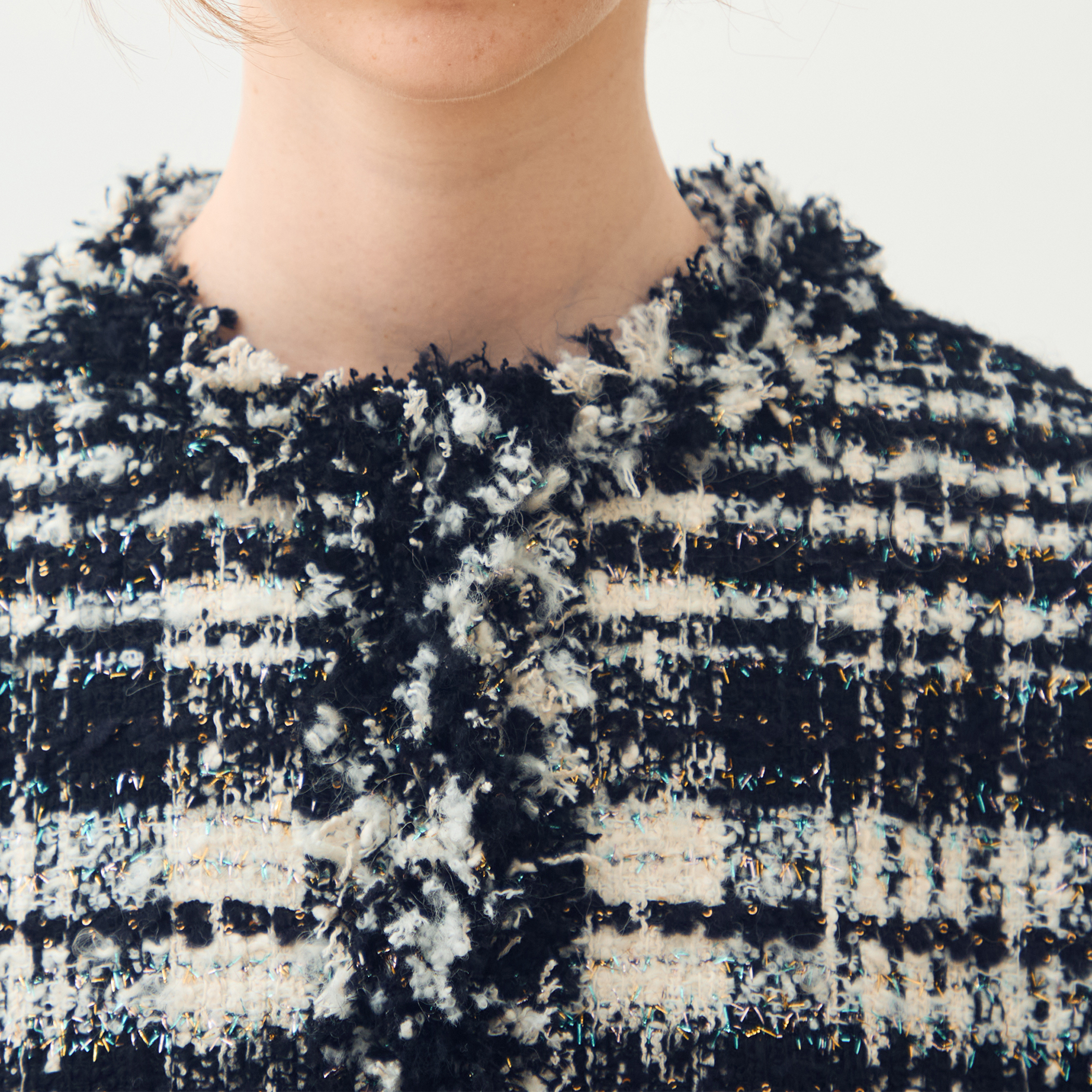 オーロラグレンチェック ノーカラージャケット｜トゥモローランド 公式通販