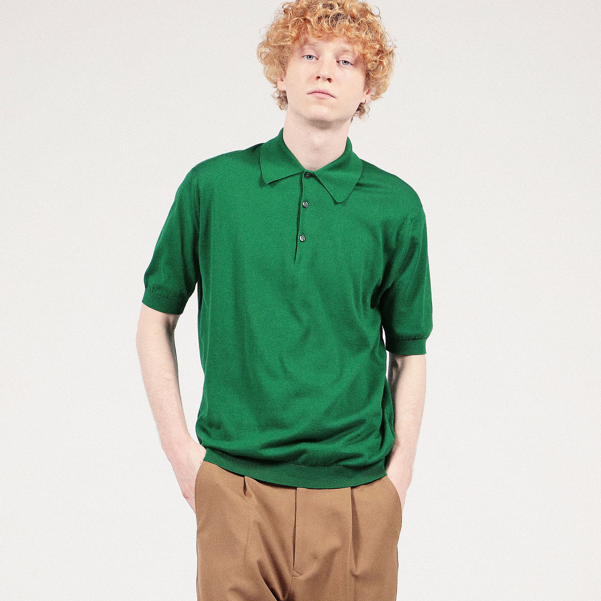 TOMORROWLAND ニット JOHN SMEDLEY 30G コットン ニットポロシャツ