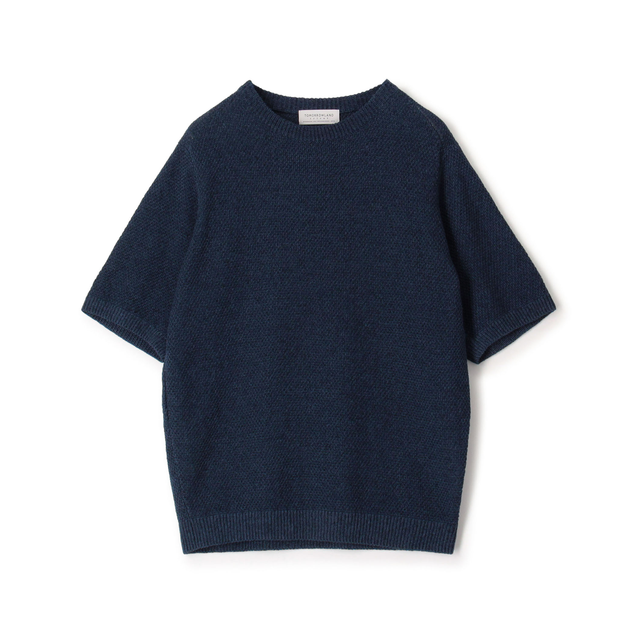 TOMORROWLAND tricot コットンリネン モスステッチ柄クルーネック半袖ニット