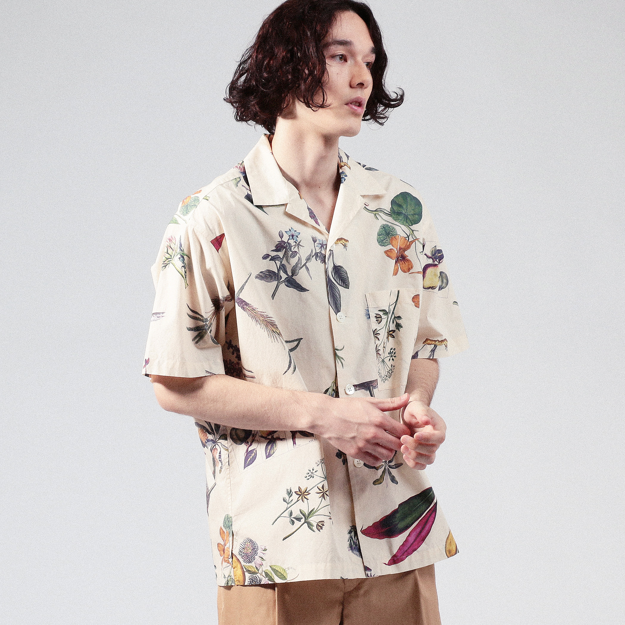 □CABaN NEW BOTANICAL コットン オープンカラーシャツ