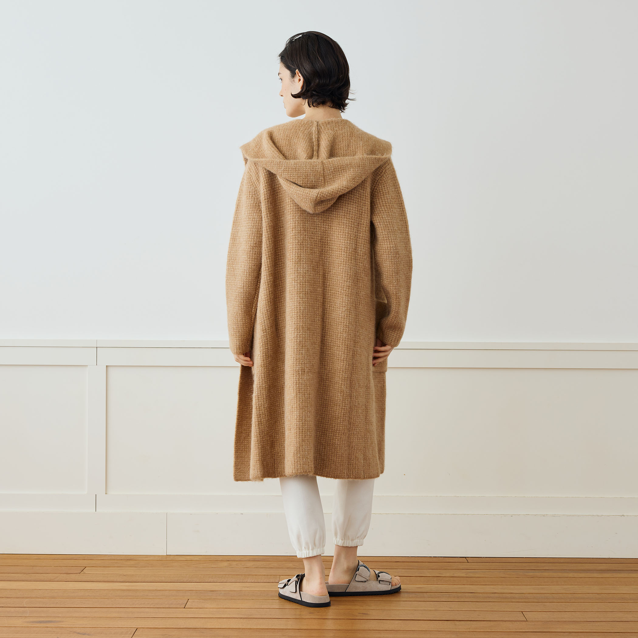 チャンキーワッフルニット フードデッドコート WWAS2627