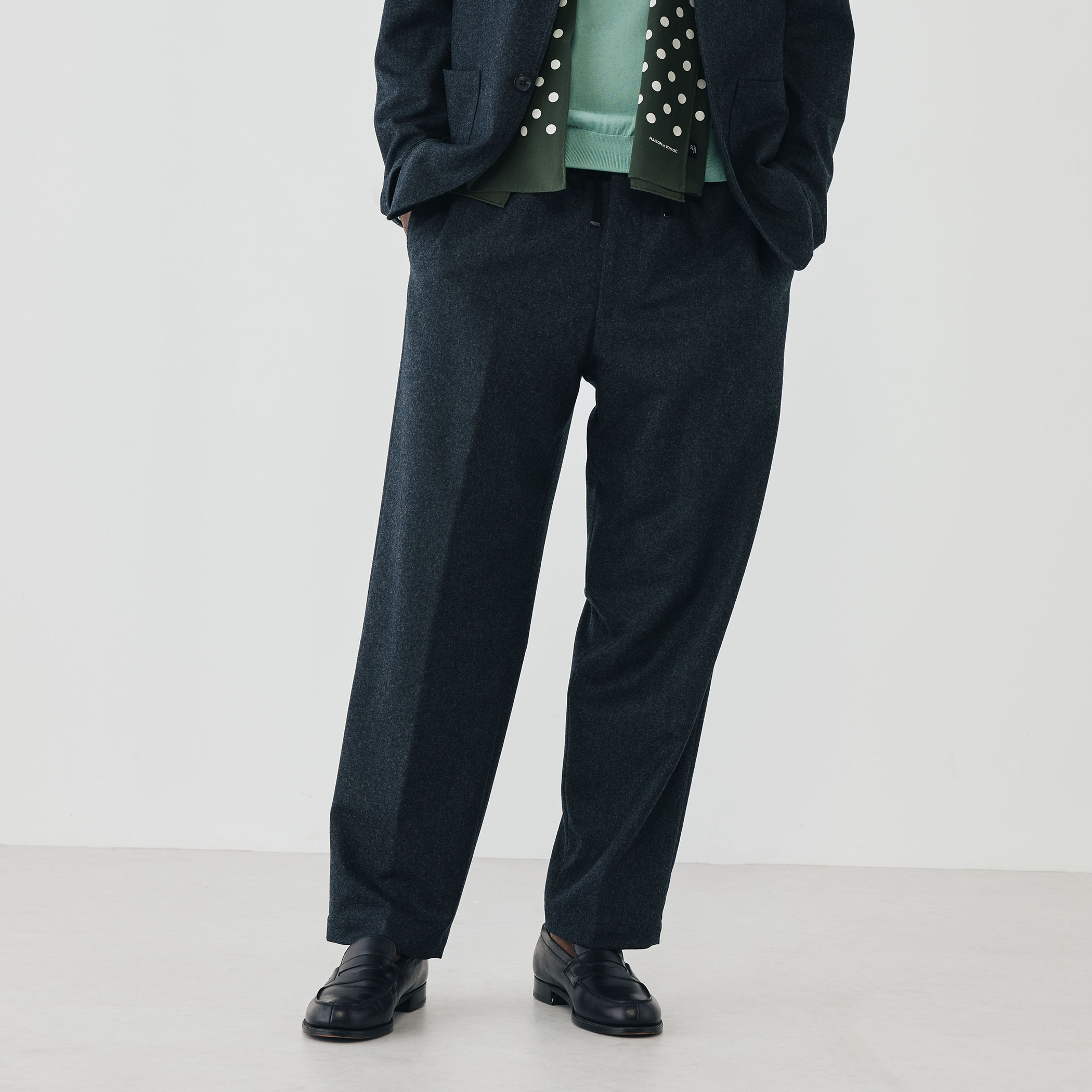 ウーレンフランネル ストレートイージースラックス Vitale Barberis