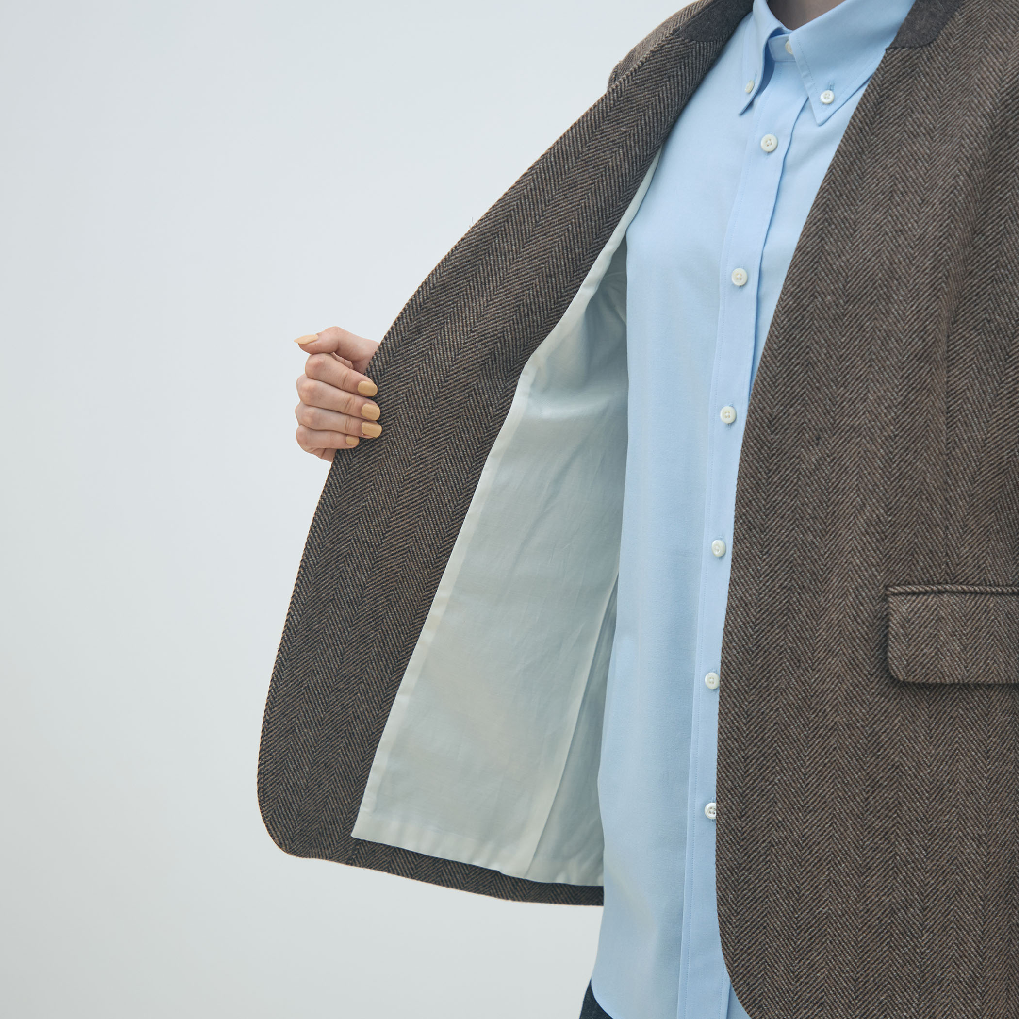 アルパカヘリンボーン カラーレスジャケット｜トゥモローランド 公式通販