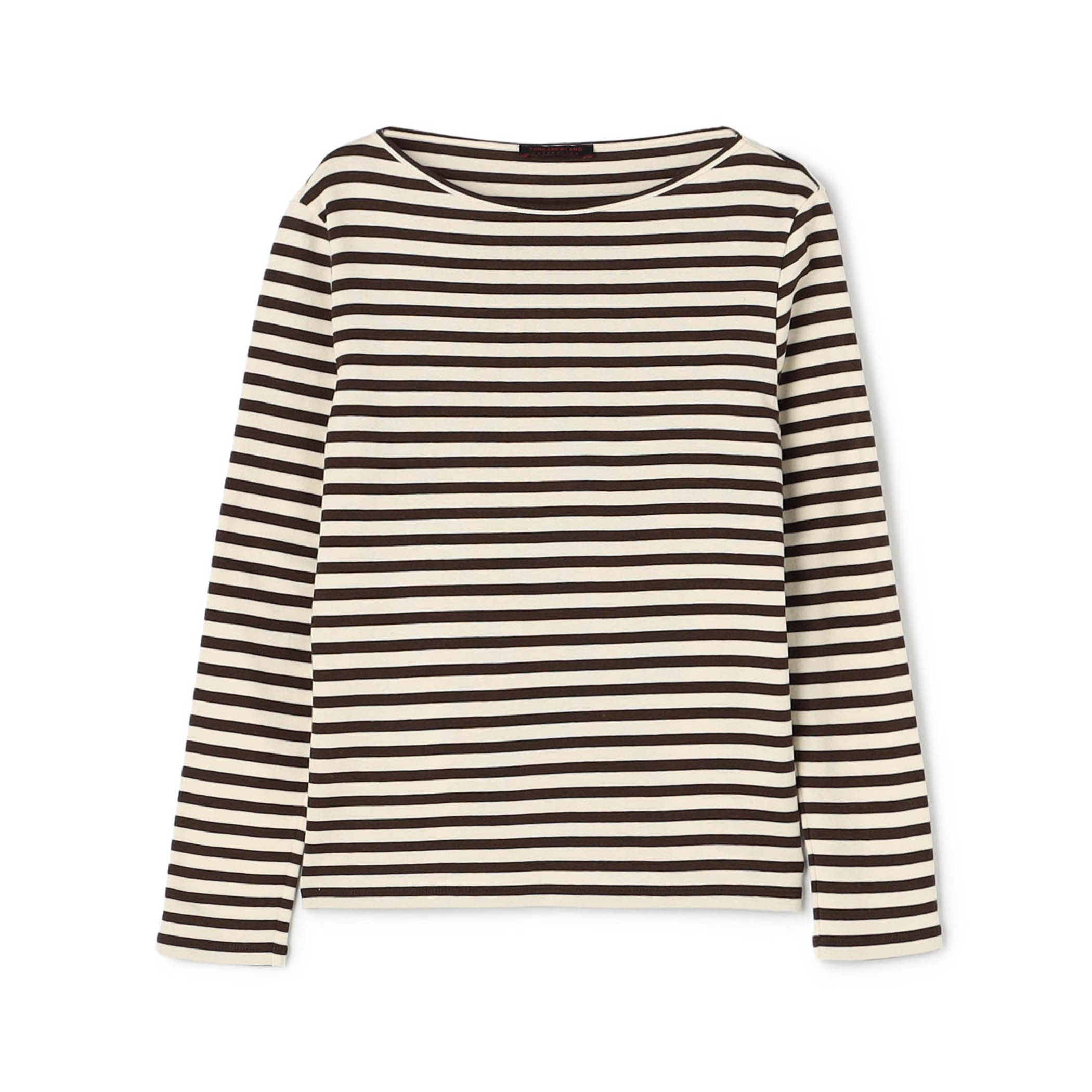 コットンフライスボーダー ロングスリーブプルオーバー