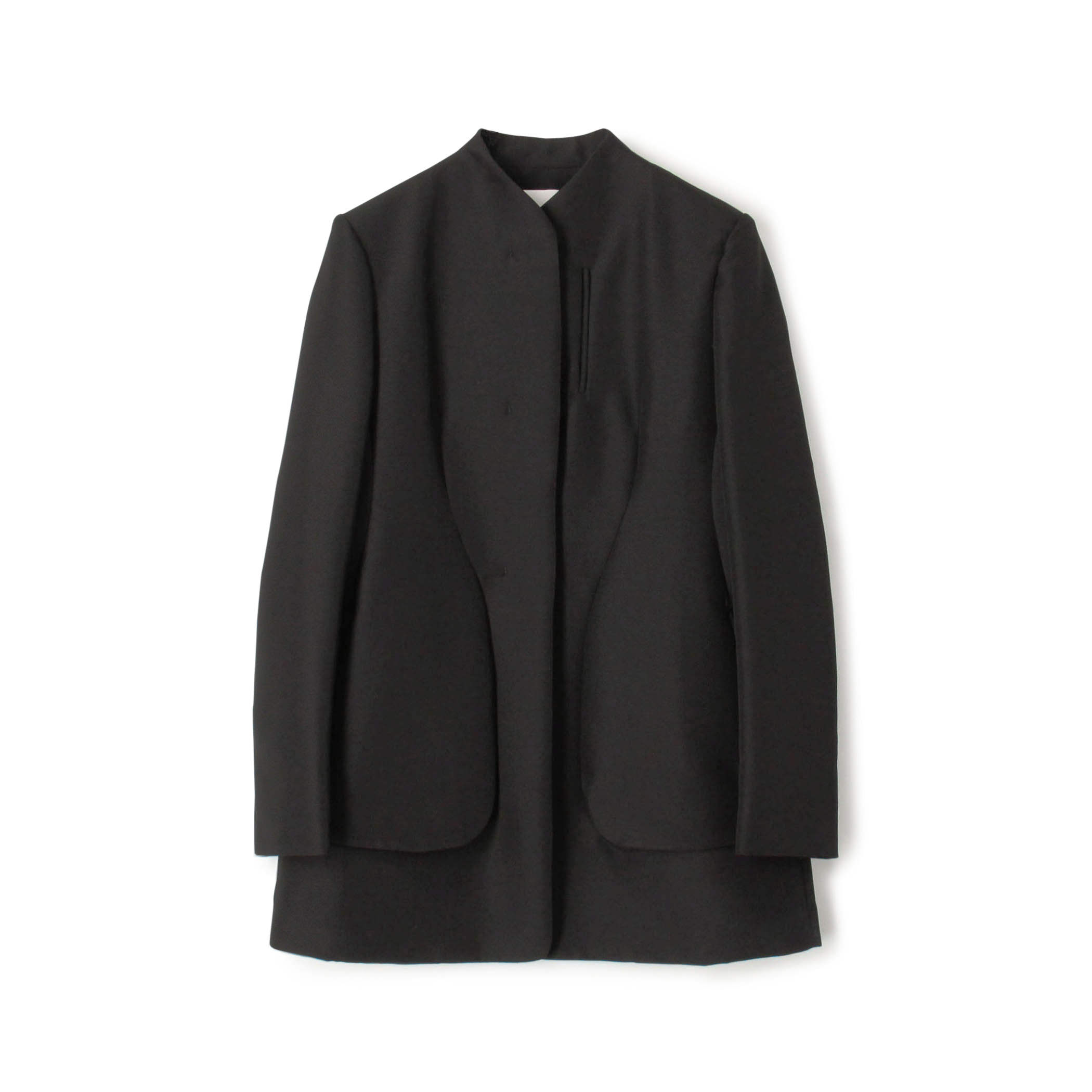 Mame Kurogouchi Silk Wool Double Cloth Stand Collar Jacket