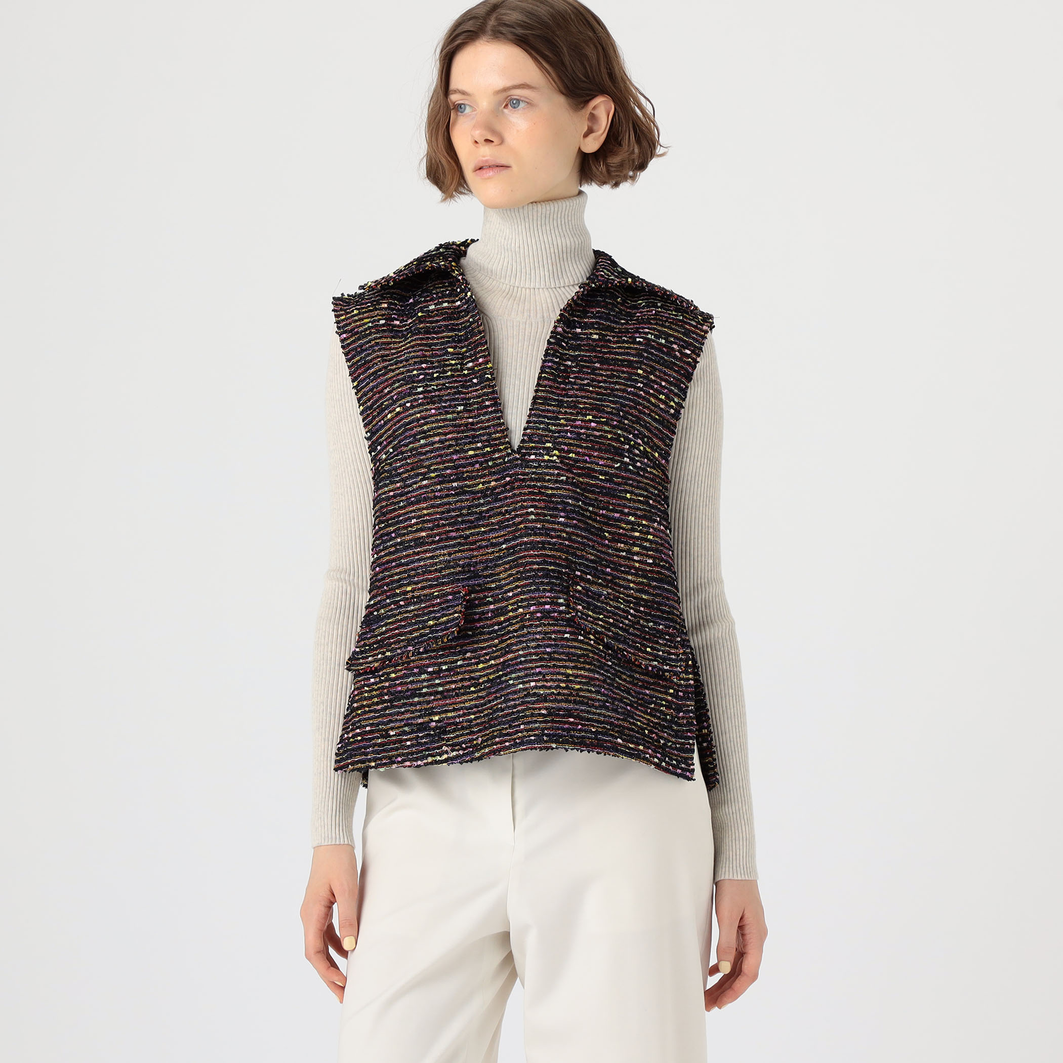 フリンジヤーンツイード スキッパーベスト｜トゥモローランド 公式通販