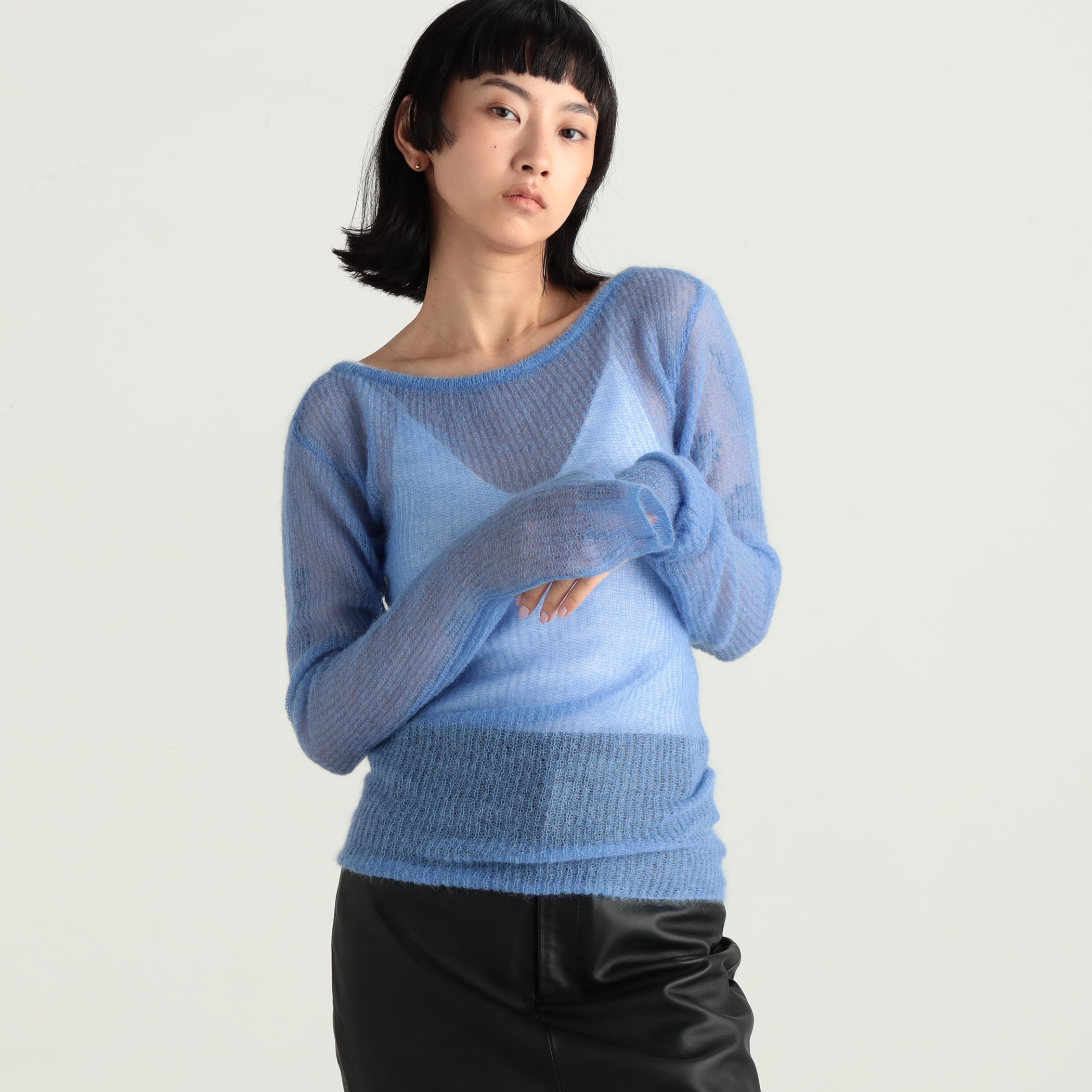 ニット セーター キッドモヘヤクルーネックプルオーバー レディース SALON adam et ropé(サロン アダム エ ロペ) / キッドモヘヤ