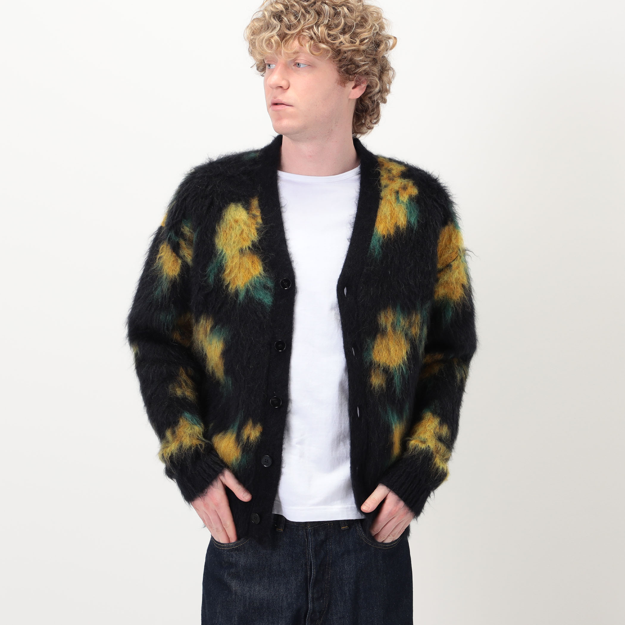 JIL SANDER MOHAIR SILK FLORAL DOUBLE FACE JACQUARD KNIT 