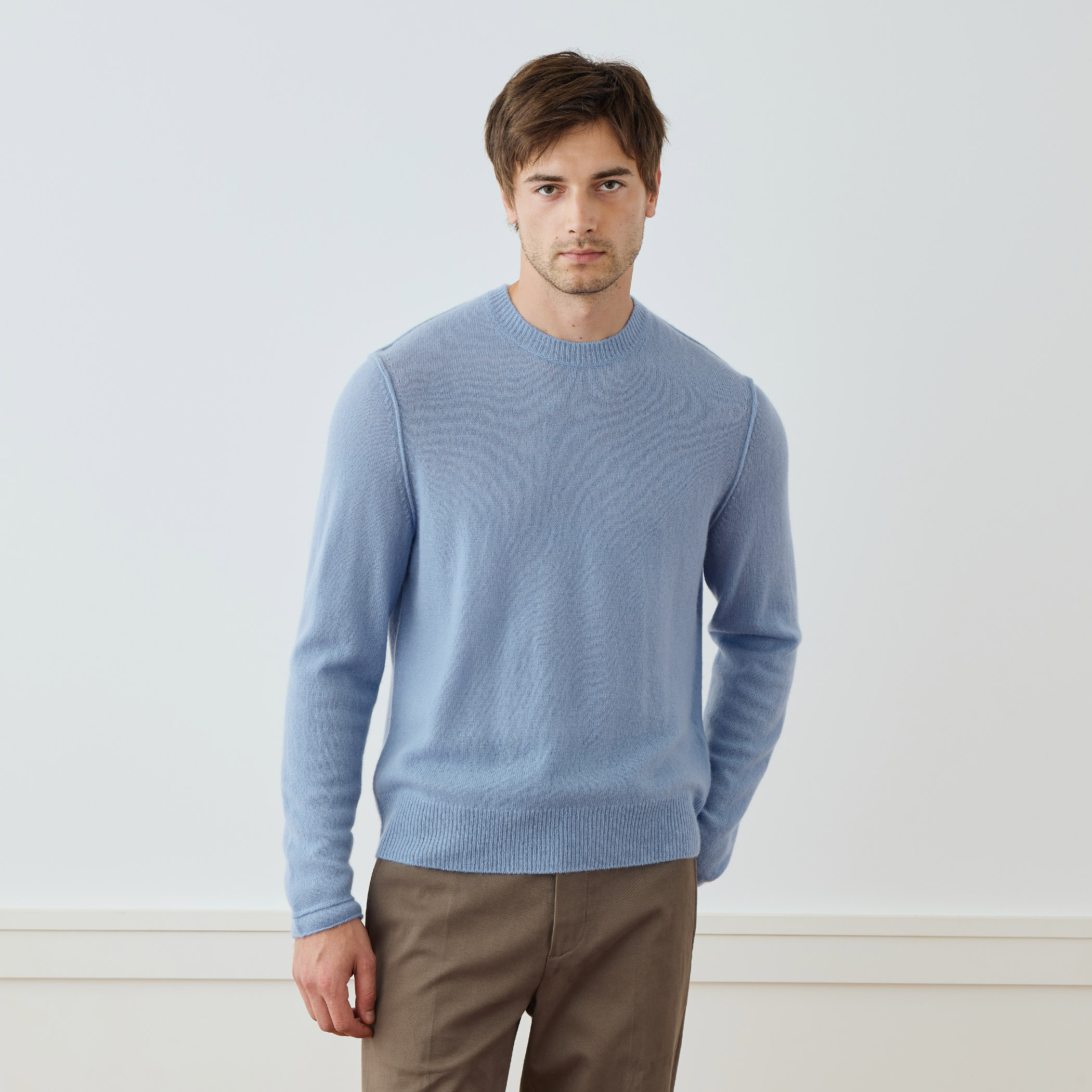 ソフトフェザーウェイトカシミヤ クルーネックプルオーバー MOKC3669