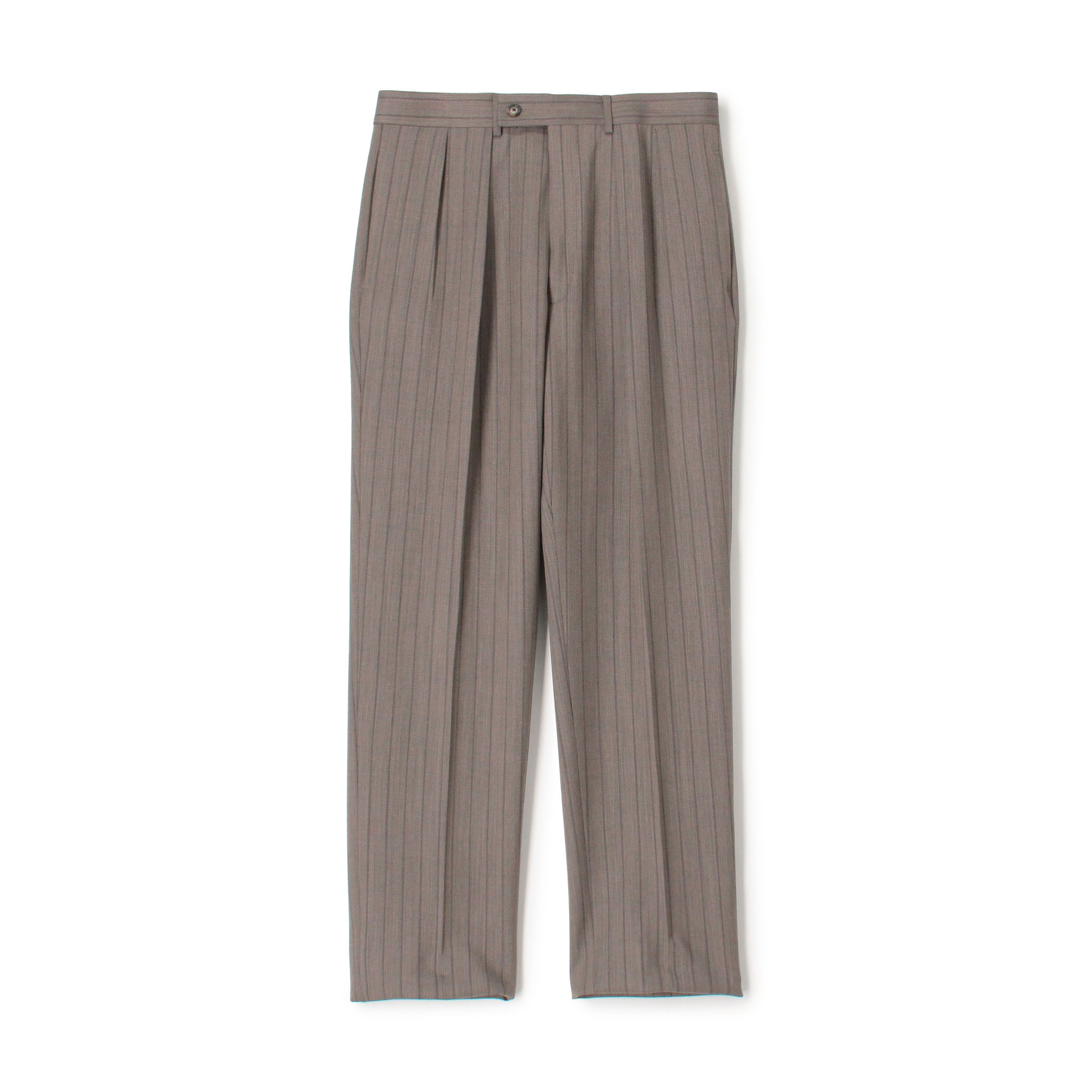 CARUSO ウール ストライプ 2プリーツスラックス