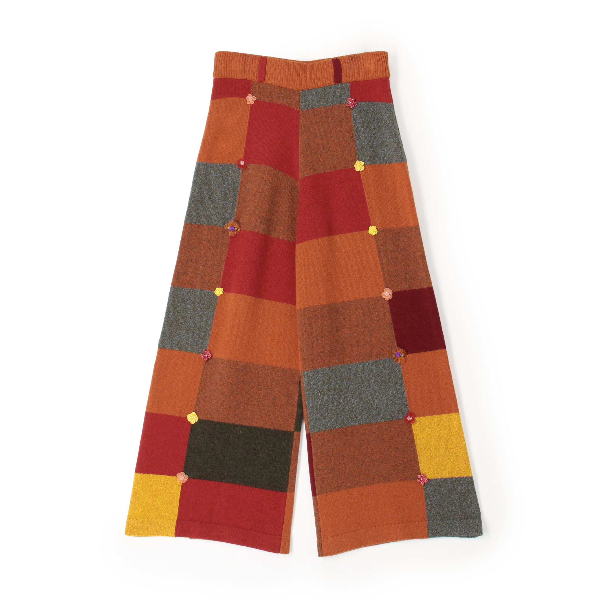 YANYAN CHECK LONG PT ニットパンツ