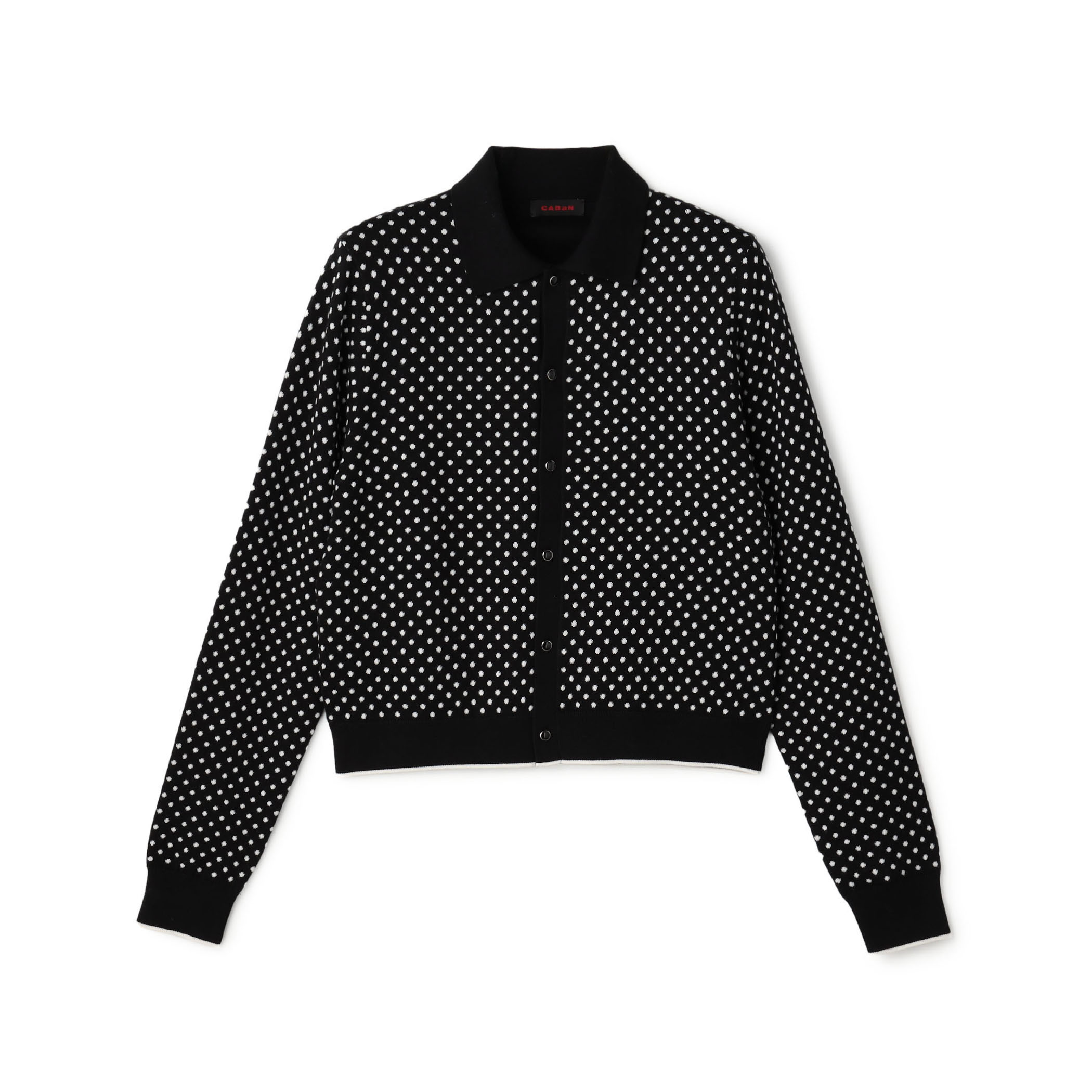 コットンカシミヤ ドットジャカードポロカーディガン