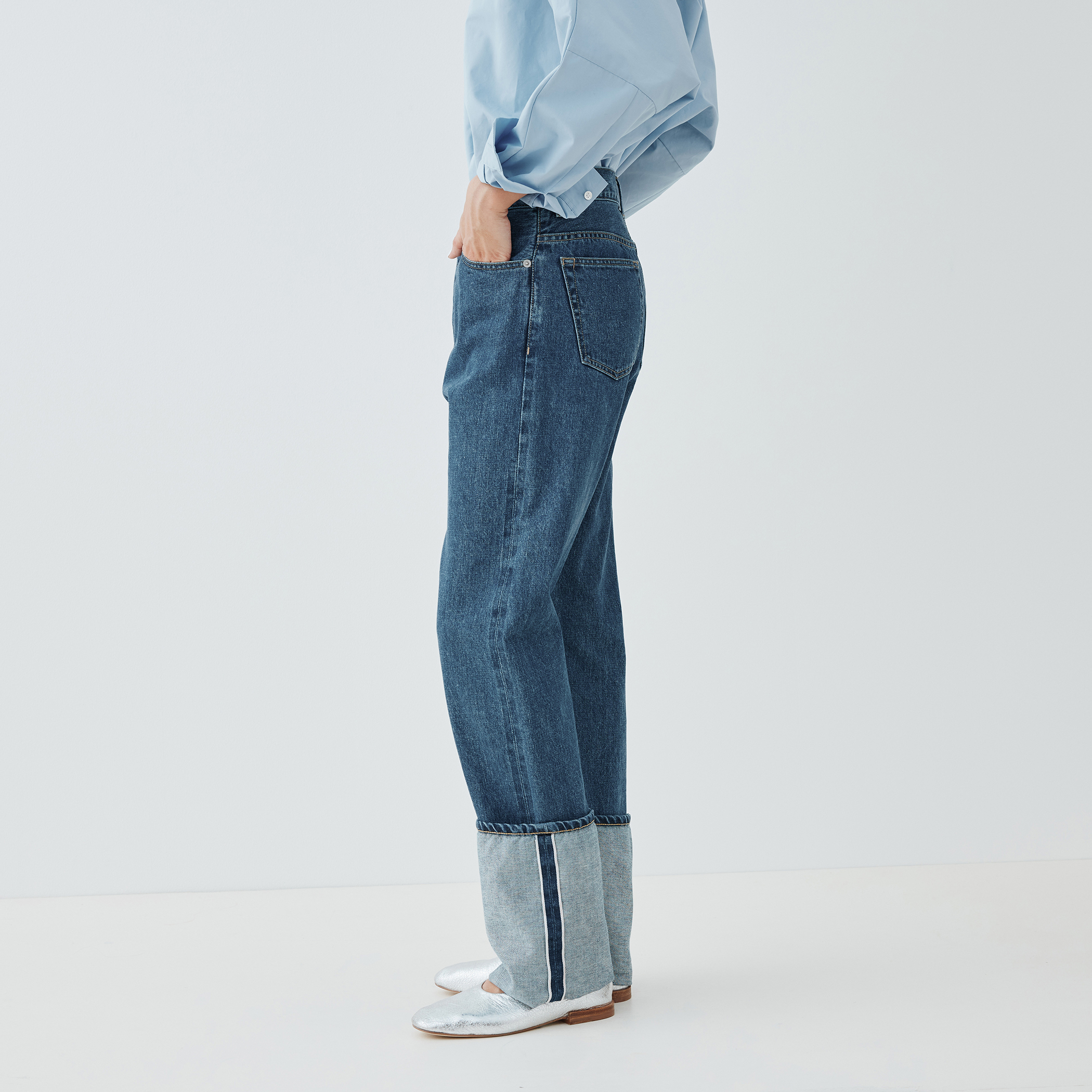 ◎トゥモローランド GALERIE VIE【洗える】ヴィンテージ 加工 デニム ヴィンテージブルーデニム ロングヘムパンツ｜トゥモローランド