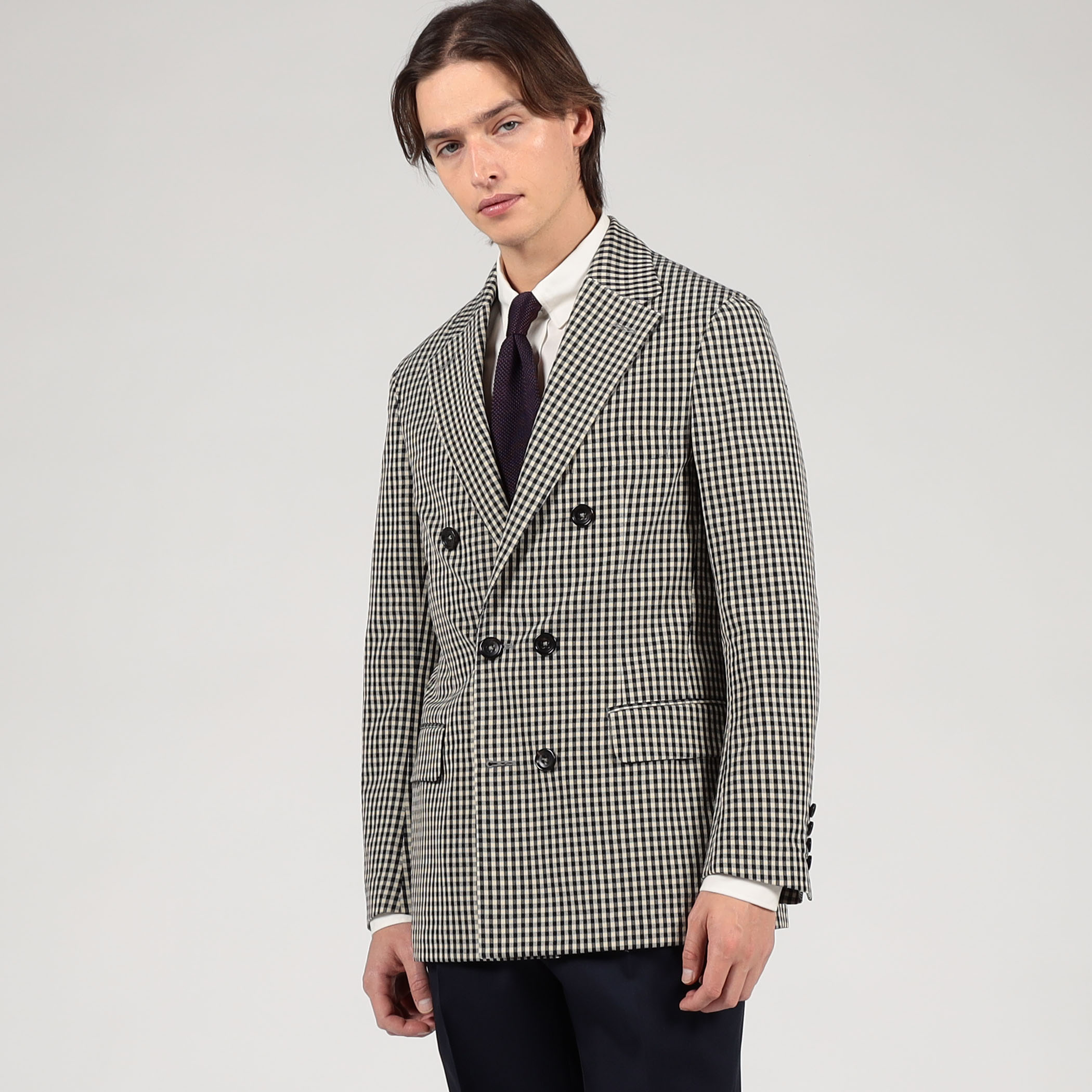 TOMORROWLAND PILGRIM シルクカシミア ギンガムチェック ダブルブレス