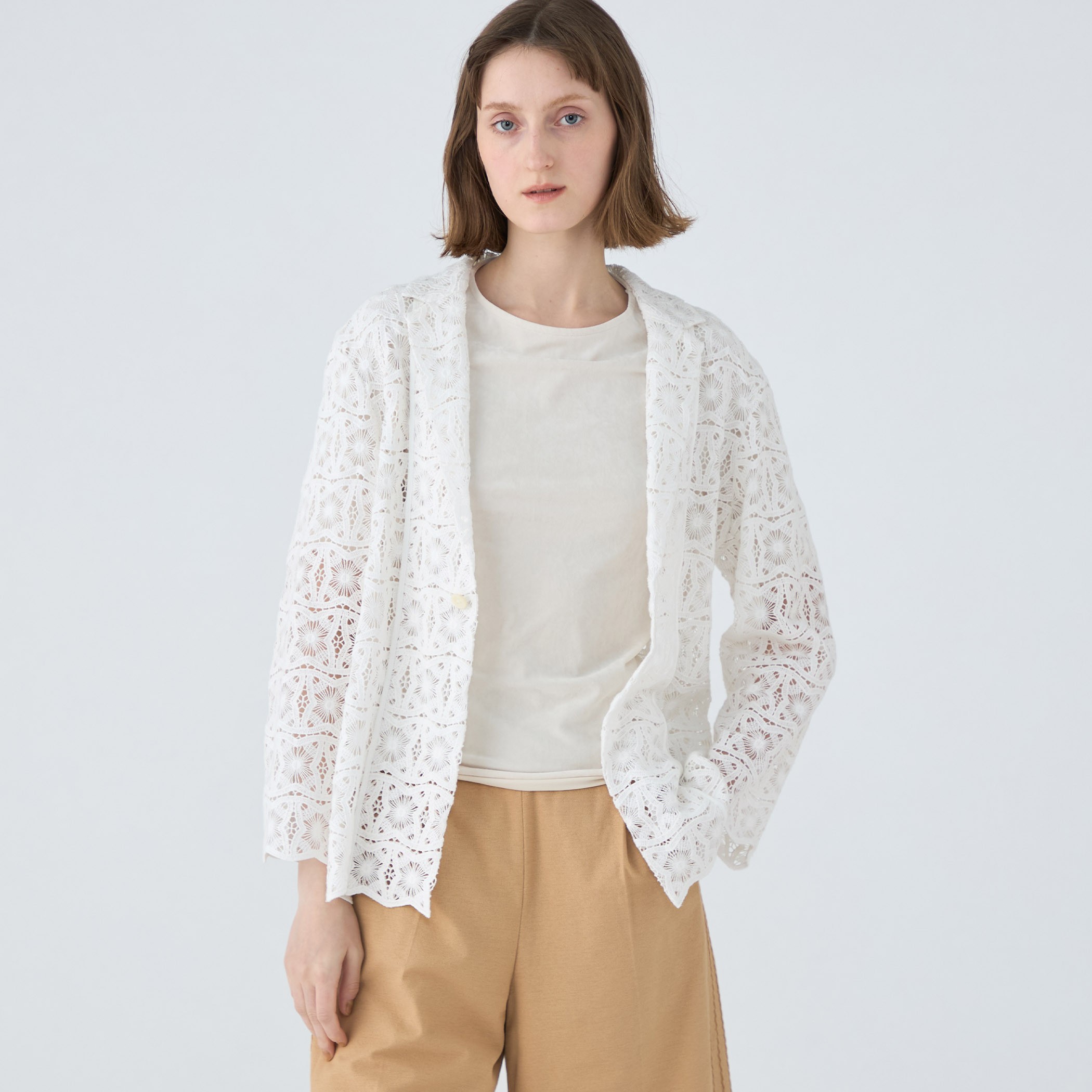 MACPHEE アイボリー レース編み ジャケット サイズ36 MACPHEE アイボリー レース編み ジャケット サイズ36