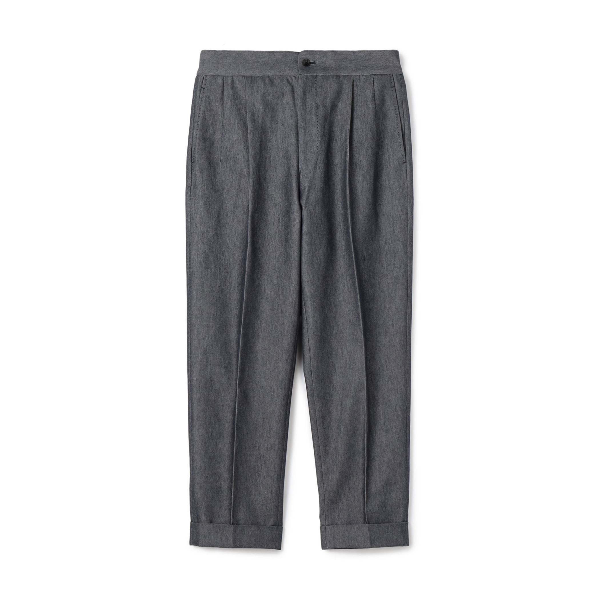 コットンカシミヤ バックベルト ペグトップスラックス SONDRIO
