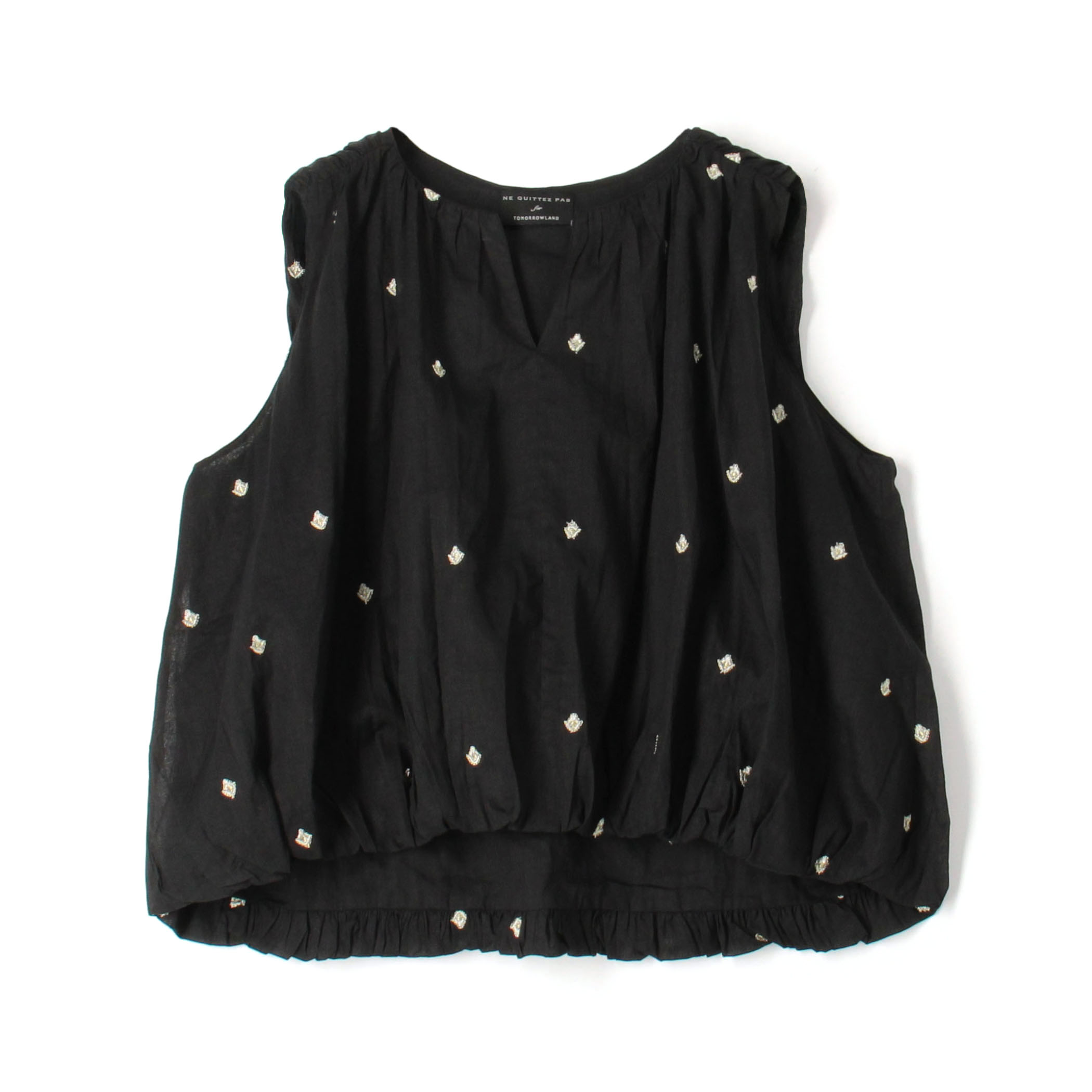 【別注】ne Quittez pas BLACK DOUBLE ORGANZA トップス
