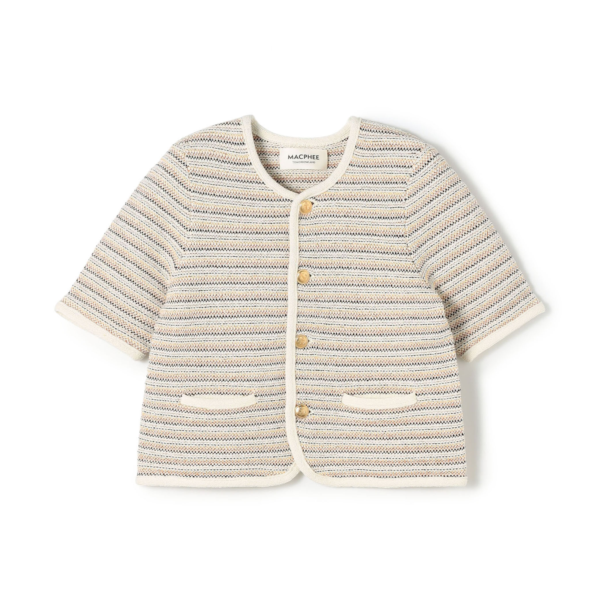 ジャカードボーダー ハーフスリーブジャケット