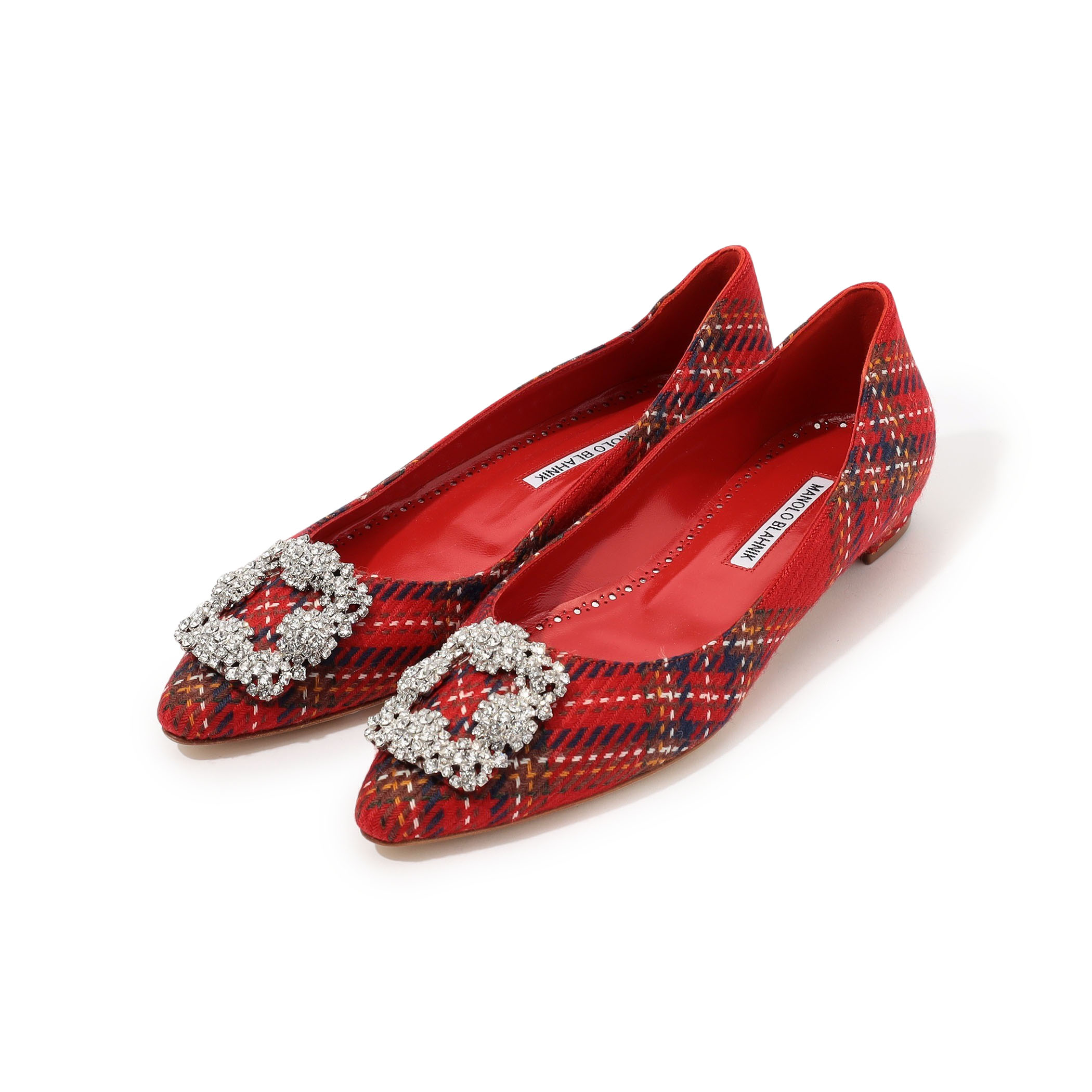 MANOLO BLAHNIK HANGISIFLAT ビジュー フラットシューズ