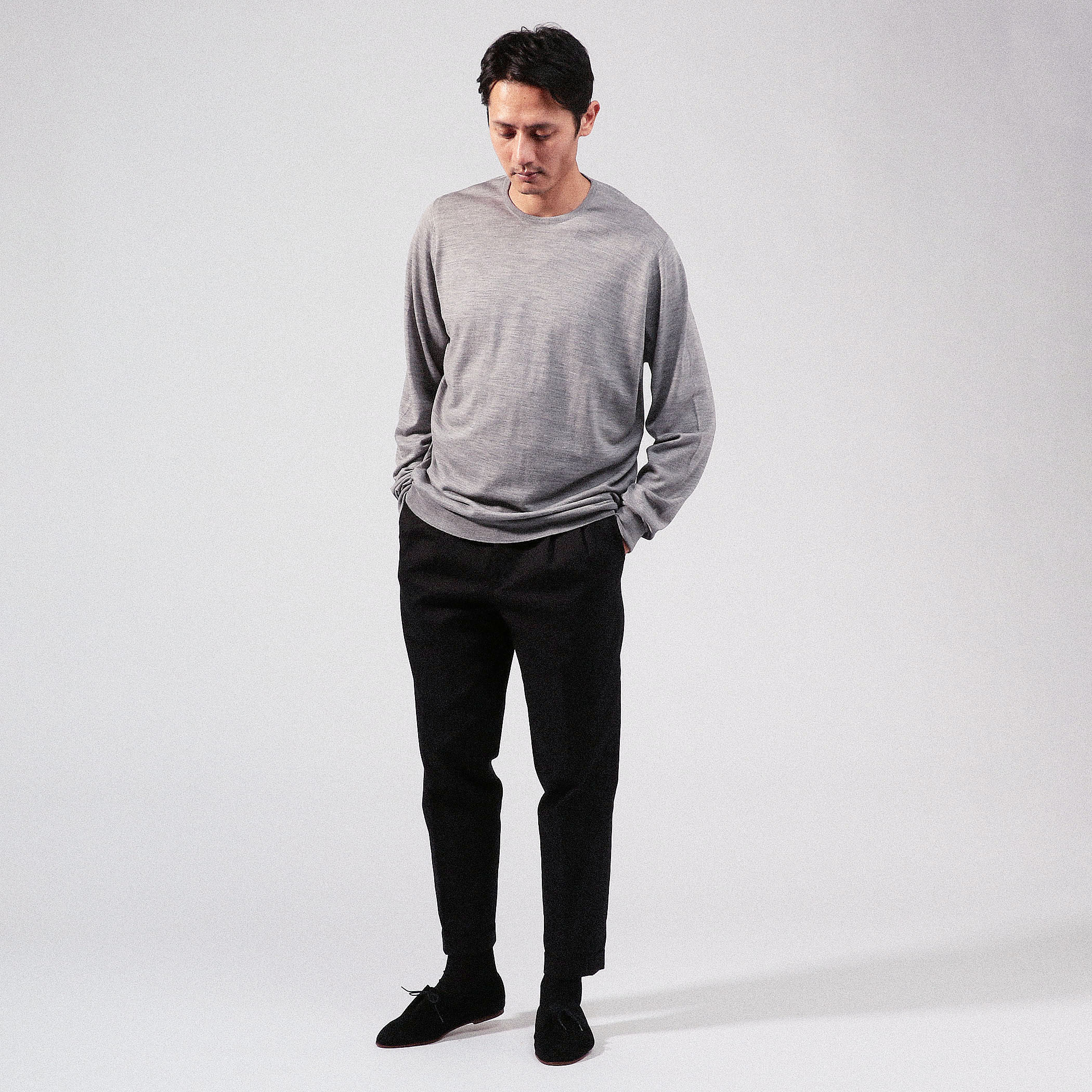 JOHN SMEDLEY LONG SLEEVES ウール クルーネックプルオーバー