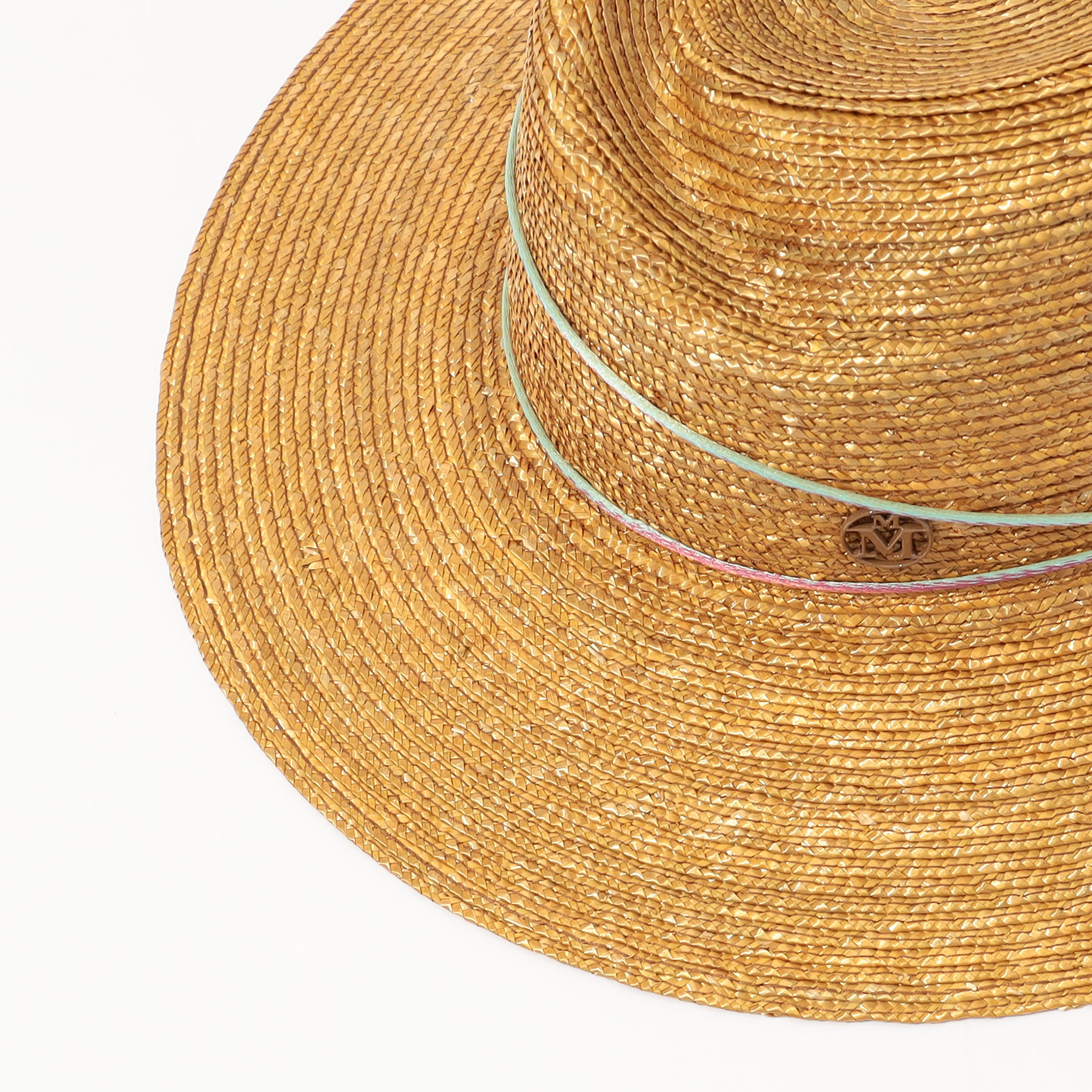 【未使用】メゾンミッシェル VIRGINIE HAT ラフィア ハット ロゴ 未使用】メゾンミッシェル VIRGINIE HAT ラフィア ハット ロゴ