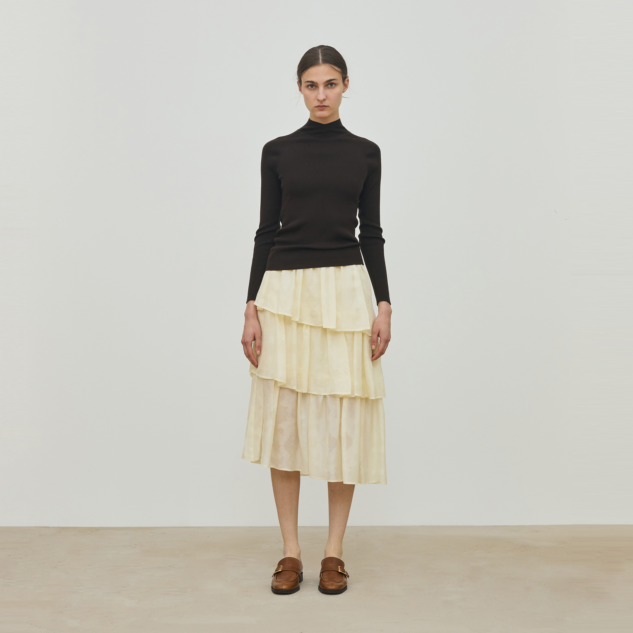 ムービングシャドウ ジャガード ティアードスカート｜トゥモローランド