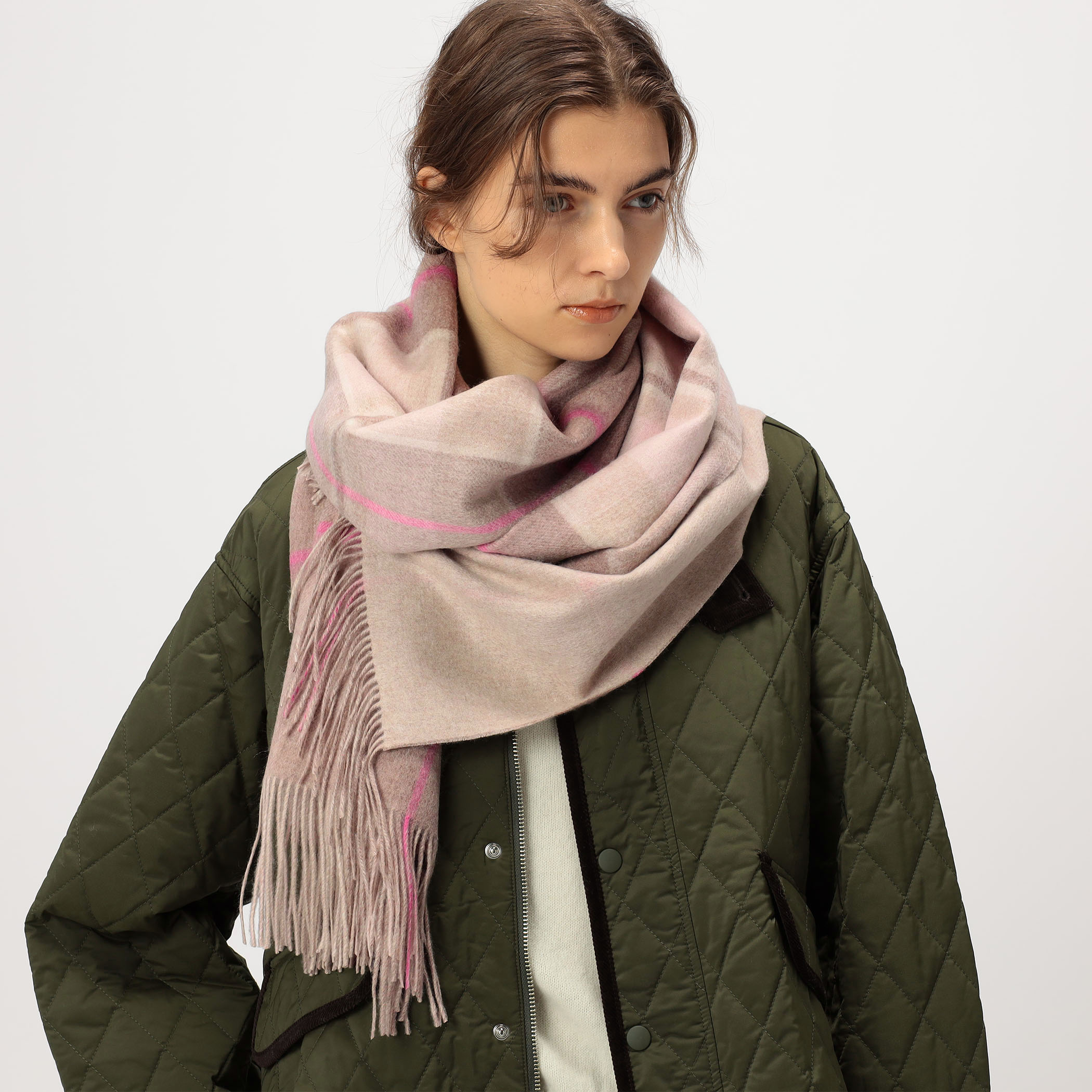 TOMORROWLAND カシミヤ ダブルフェイス チェックストール