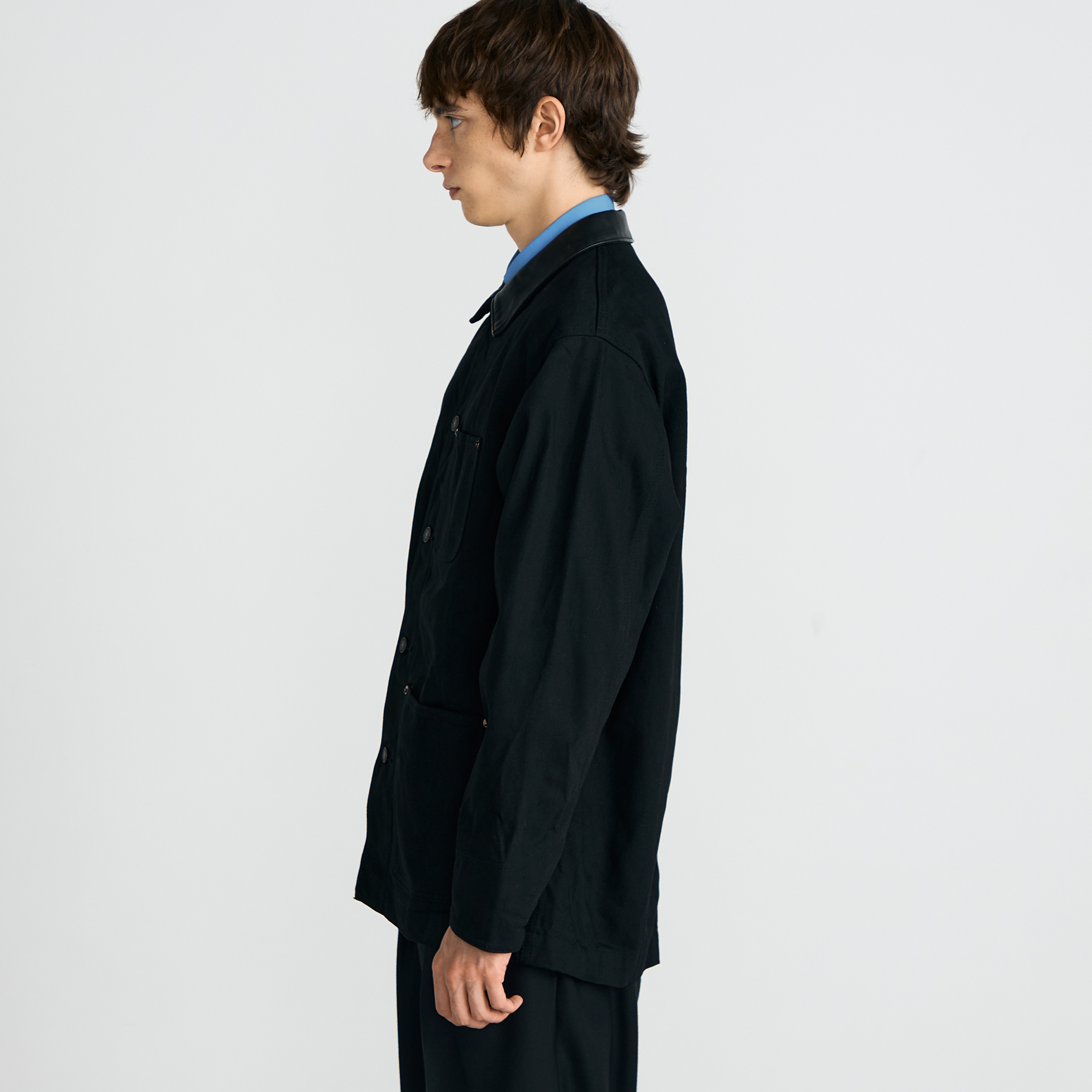 ブラックデニム レザーカラーカバーオール｜トゥモローランド 公式通販