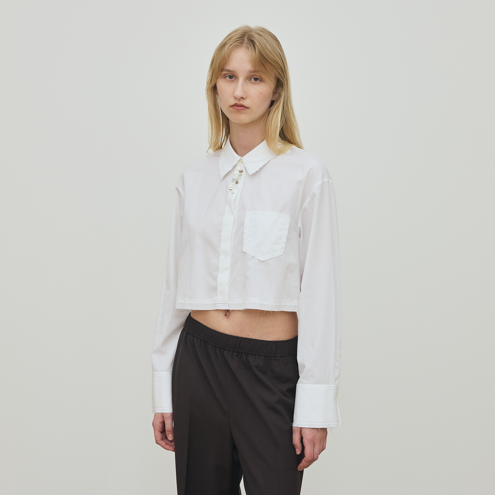 新品2025AWデプレコンパクトプレーンコットン クロップドシャツ コンパクトプレーンコットン クロップドシャツ