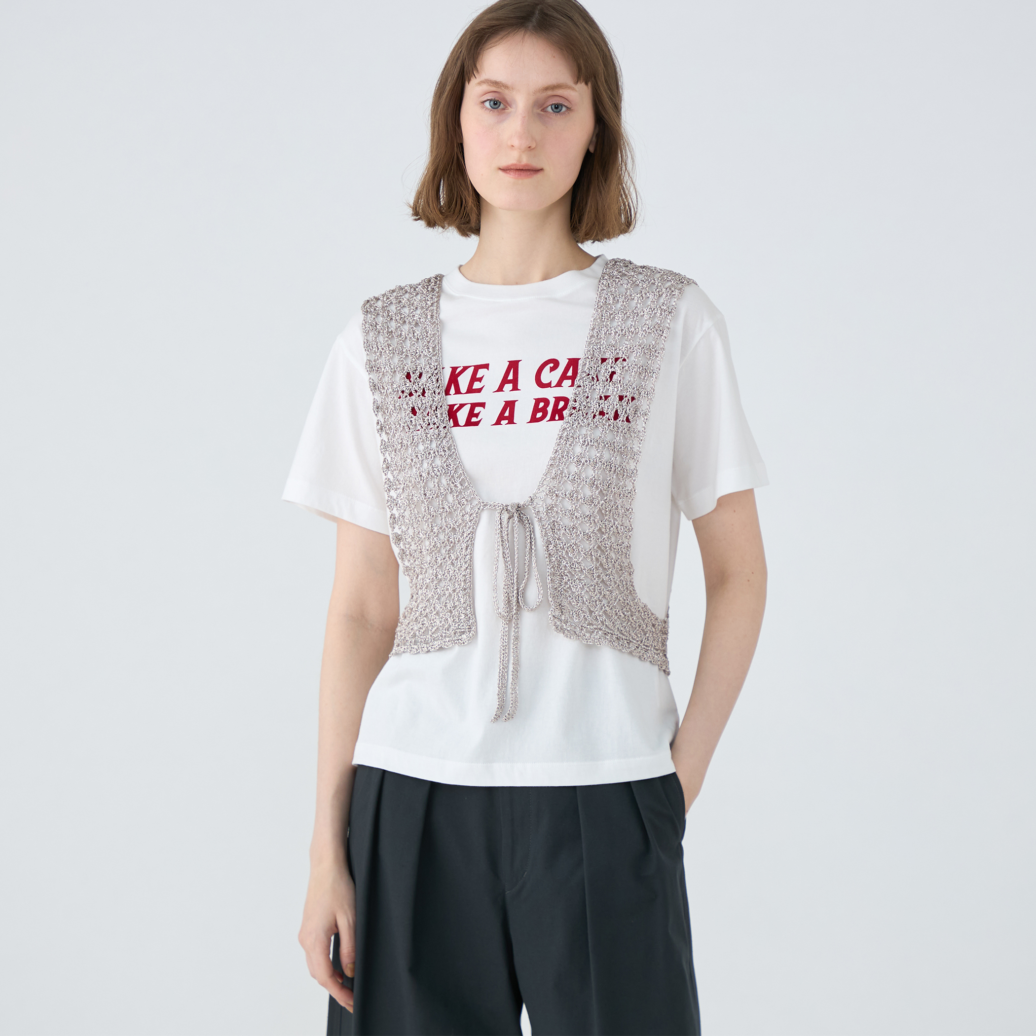 【MACPHEE】メタリッククロシェ フロンタブルベスト item85d0983ec28811ef84da0242ac