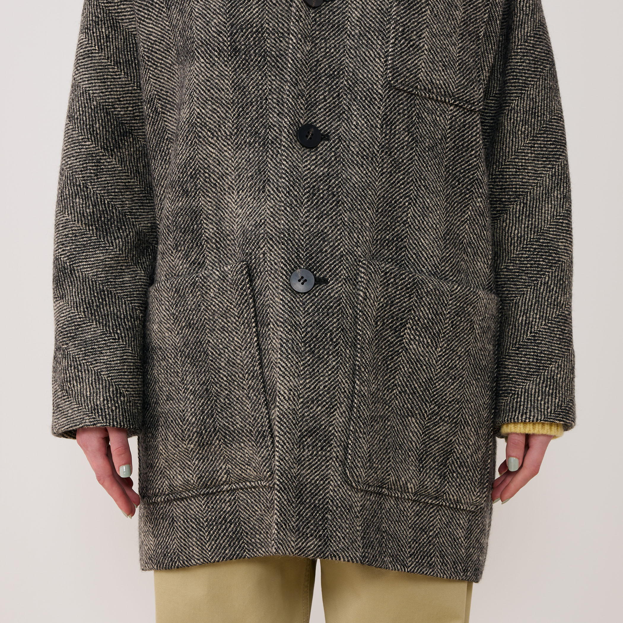 ワイドヘリンボーン ドルマンスリーブジャケットコート