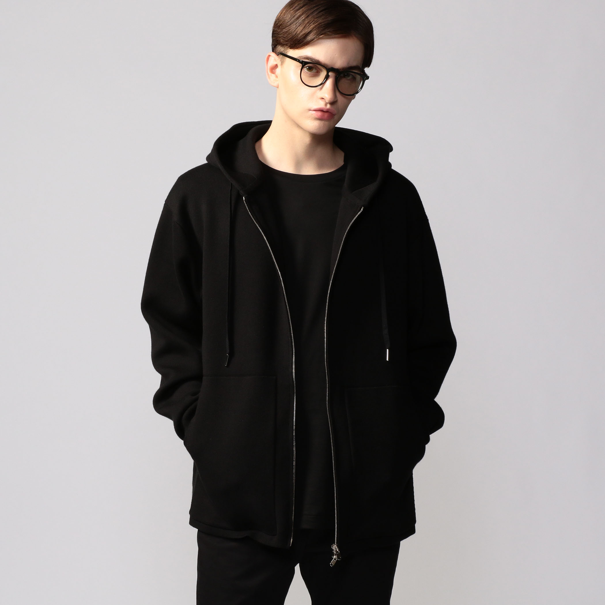 CABaN Cotton cashmere zip hoodie着丈655身幅58ゆき87