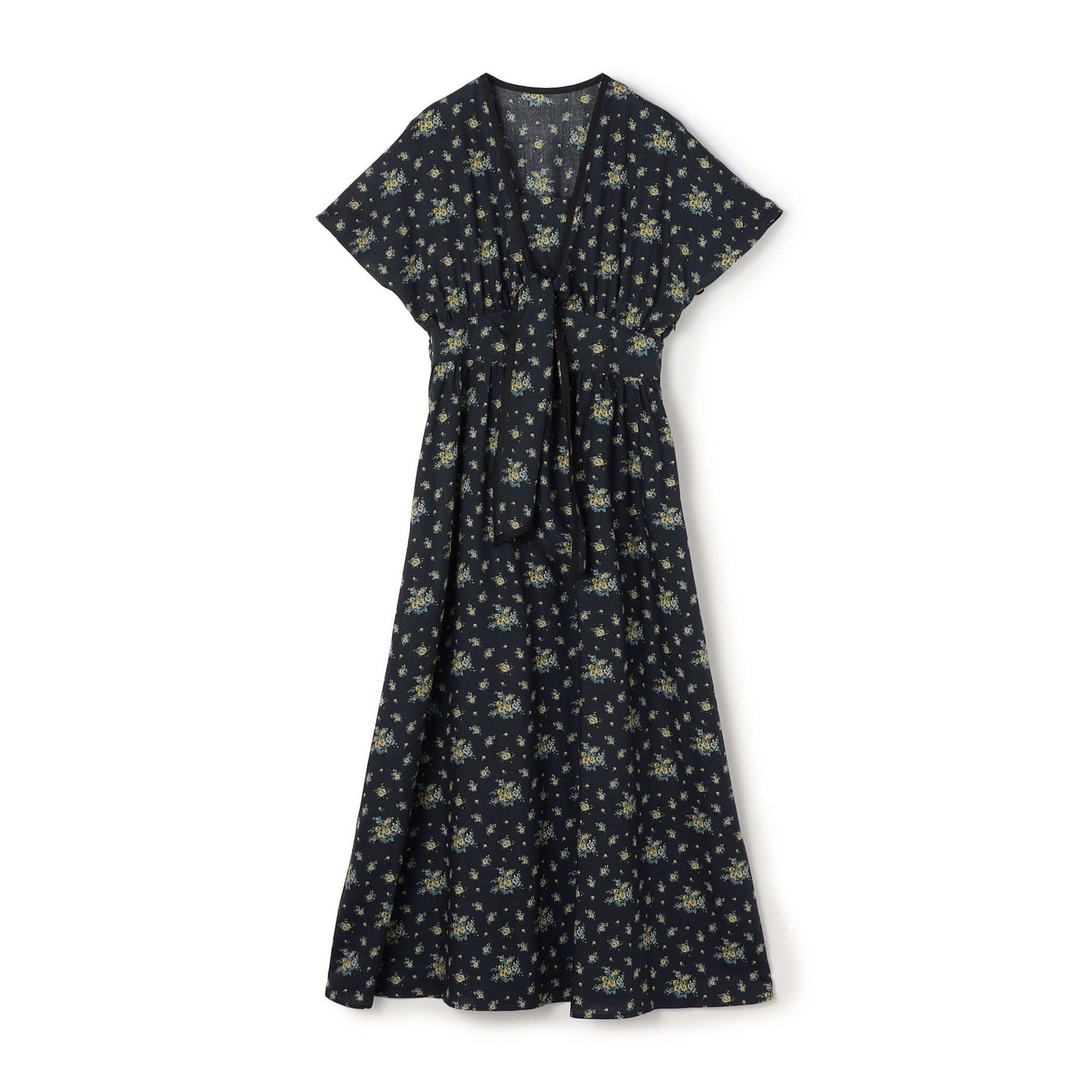 レーヨンプリント フロントノットワンピース