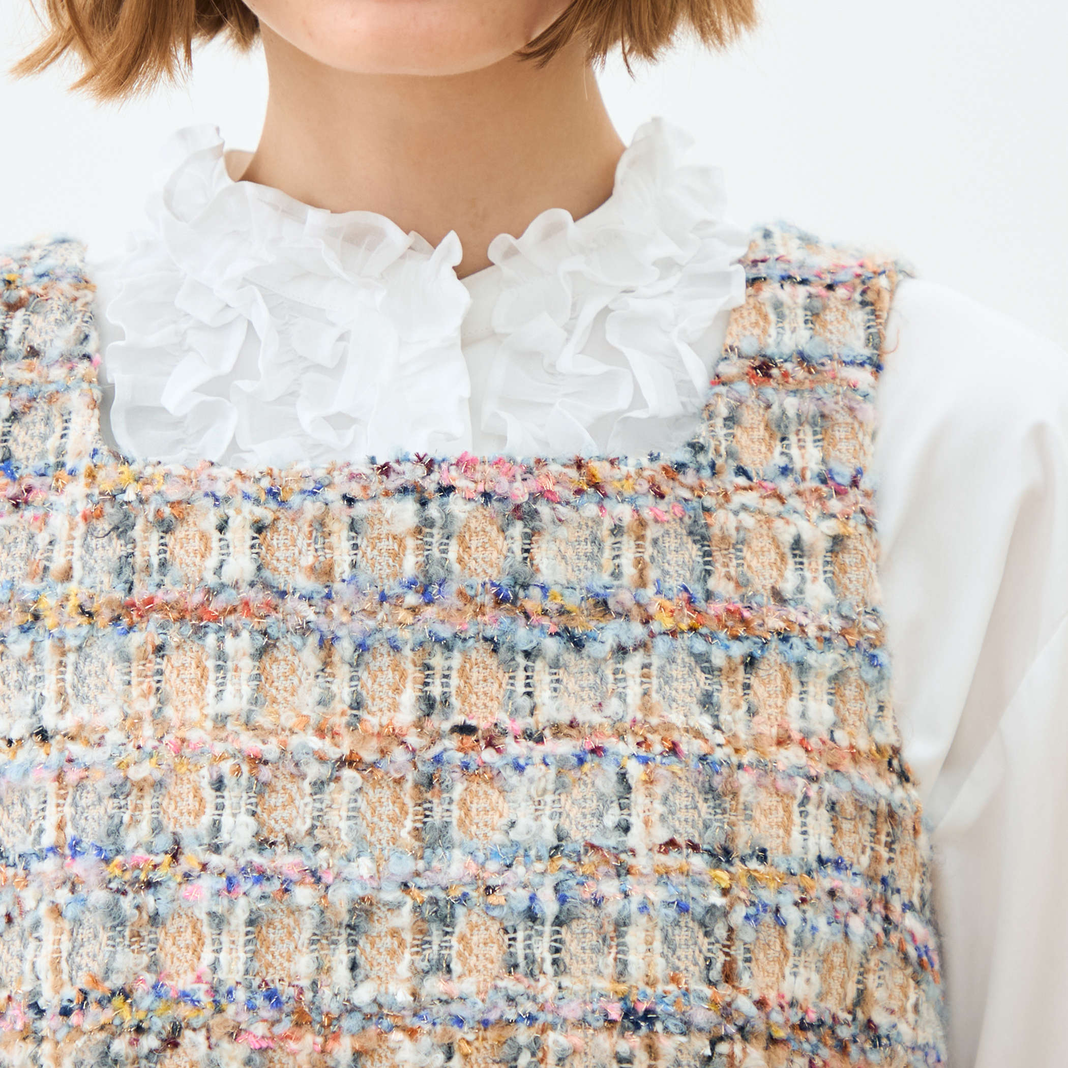 ナチュラル きょぽんこ様 WEB先行予約】ファンシーヘリンボーン スクエアトップス