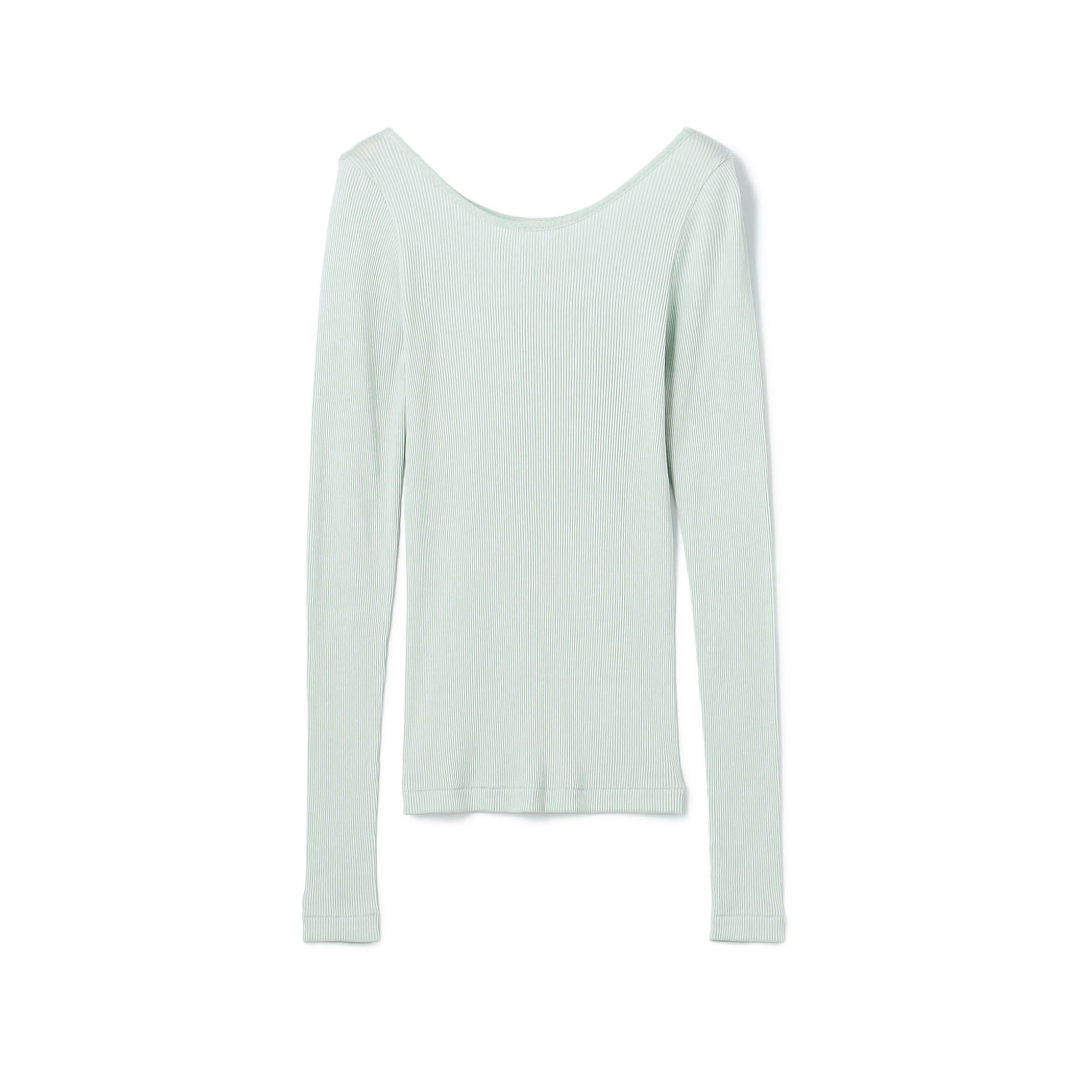 シルクコットンリブ ボートネックプルオーバー