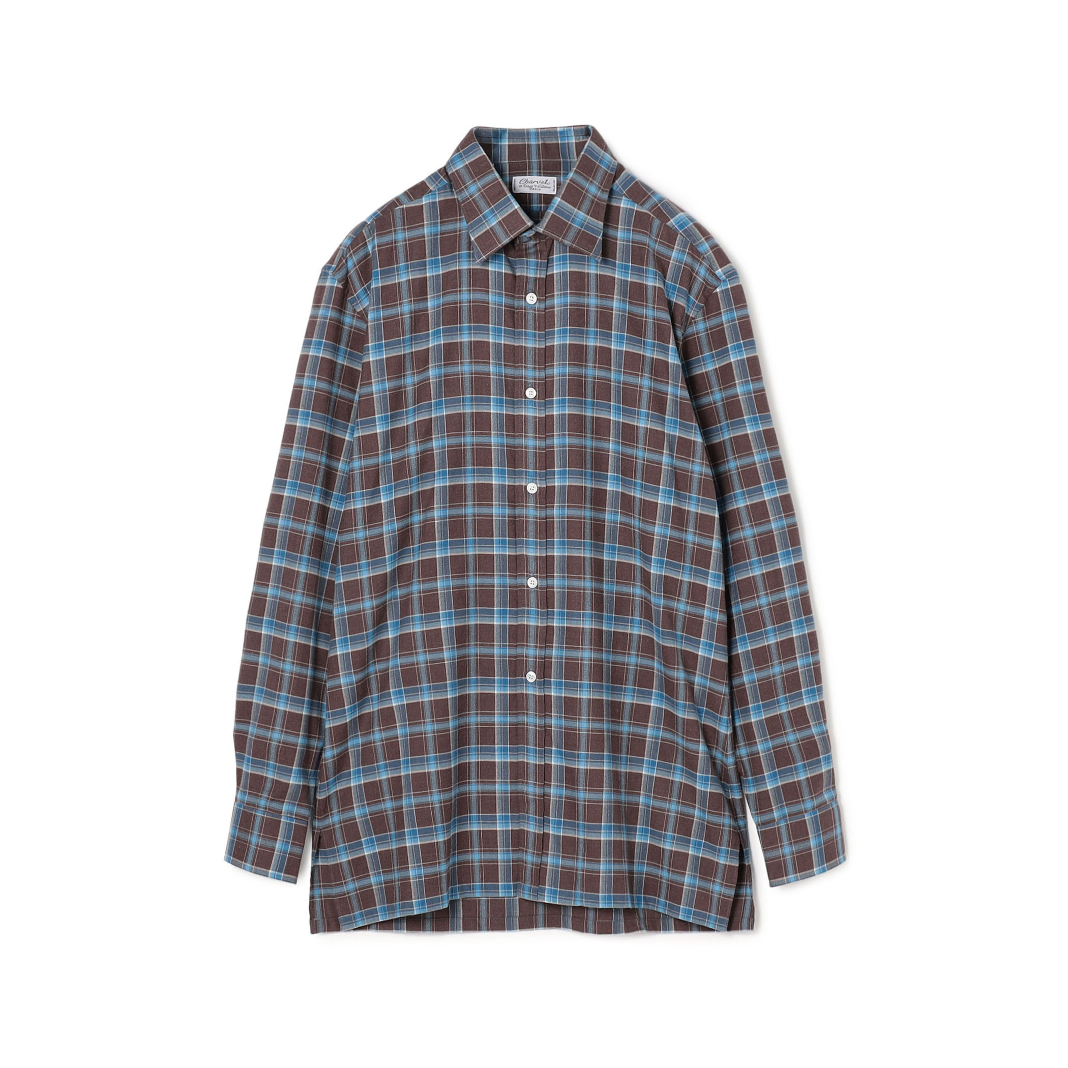 Charvet コットンネル セミワイドカラーシャツ