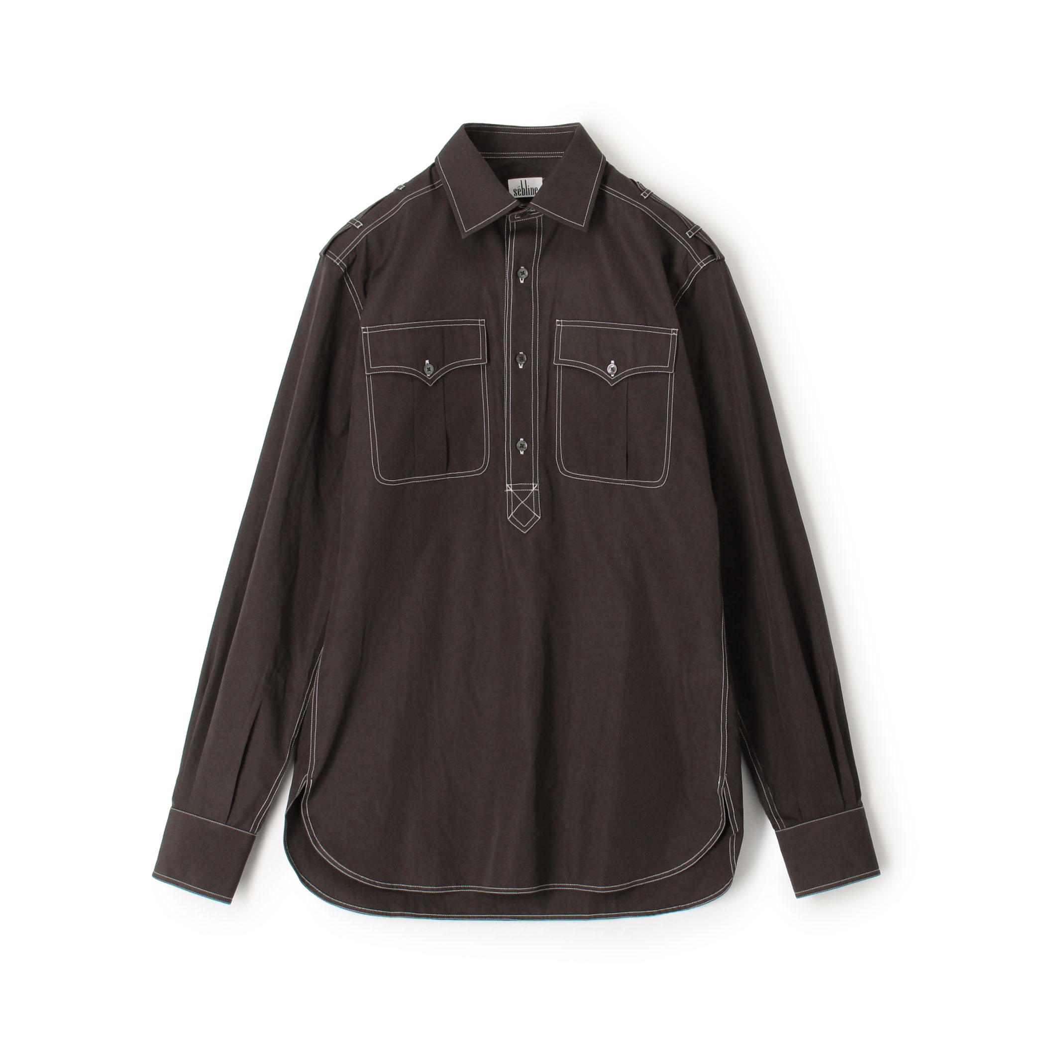 S&eacute;bline コットン ダブルポケット プルオーバーシャツ