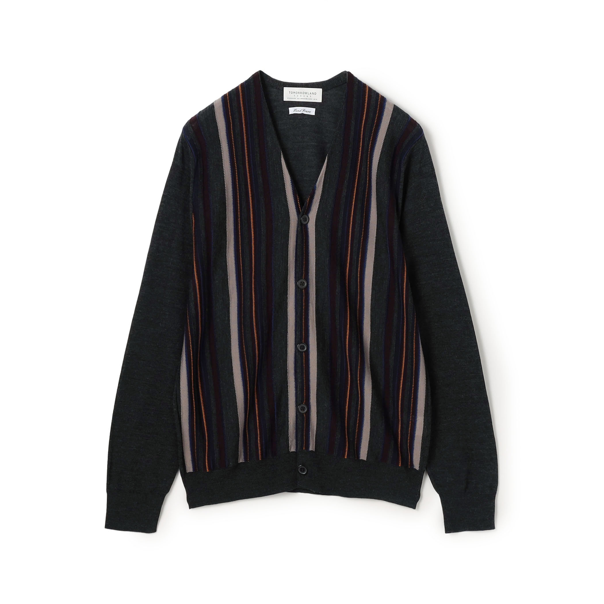 TOMORROWLAND tricot スーパーファインメリノウール ストライプVネックカーディガン S-WOOL