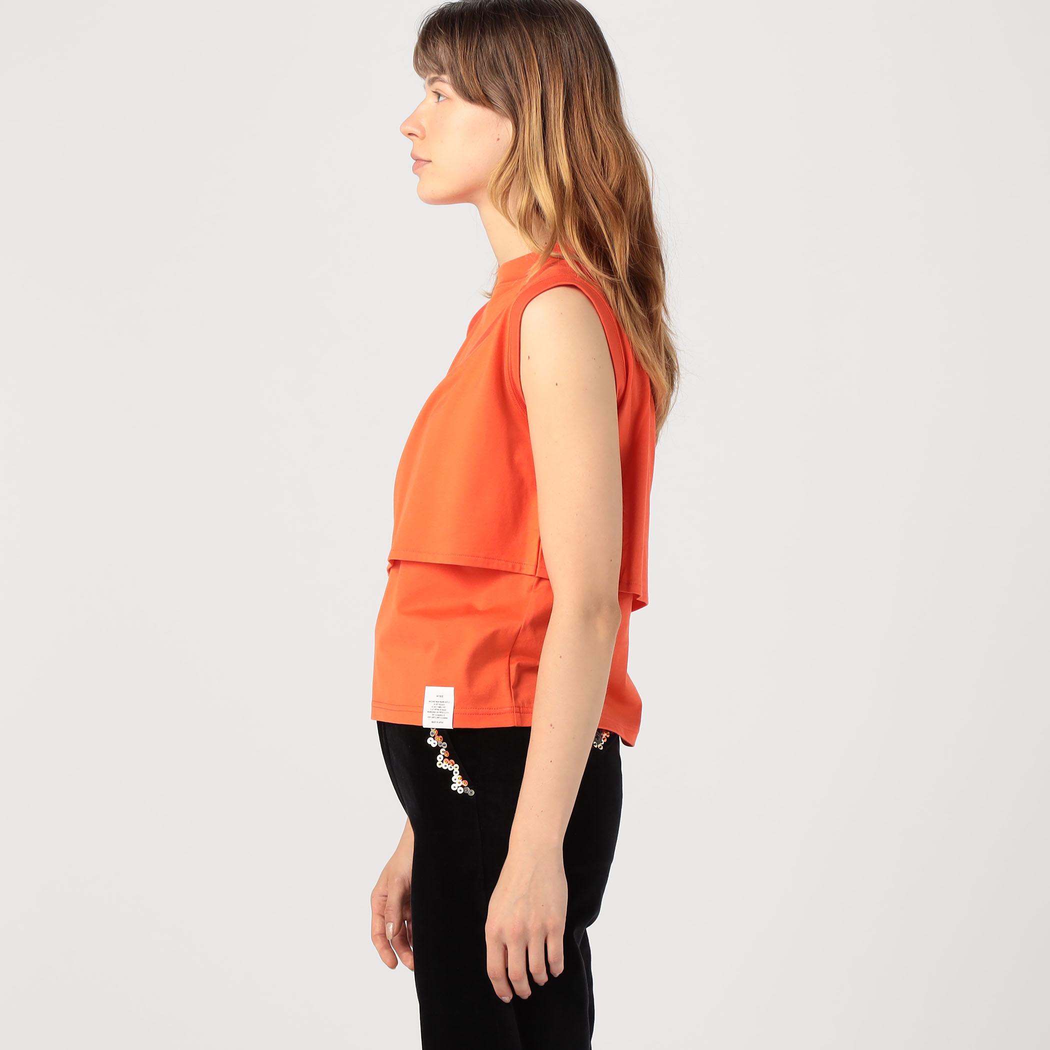 ＜HYKE＞クロップド ショート Tシャツ オレンジ CROPPED SHORT―SLV TEE | HYKE (Women