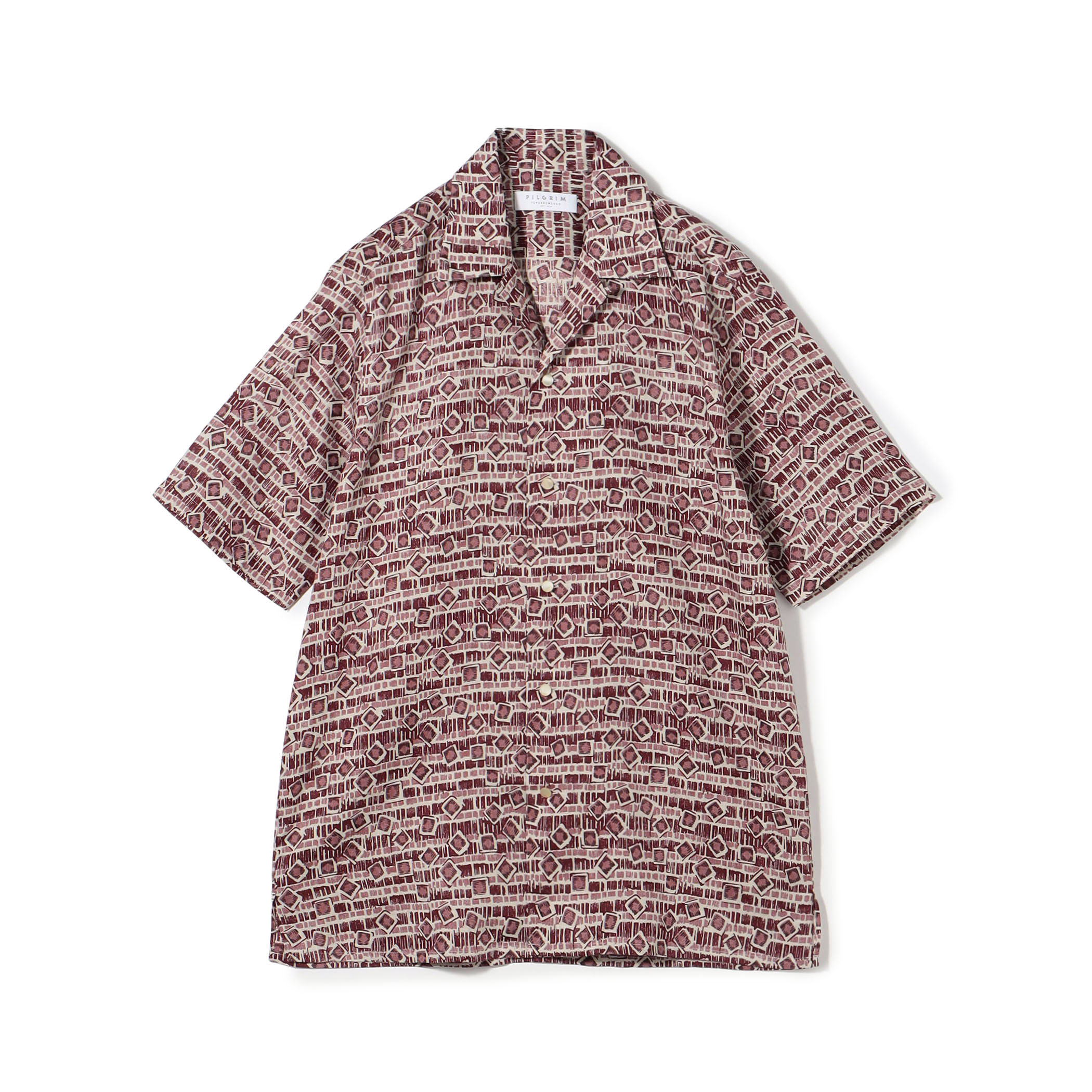 リネン バティック オープンカラーハーフスリーブシャツ