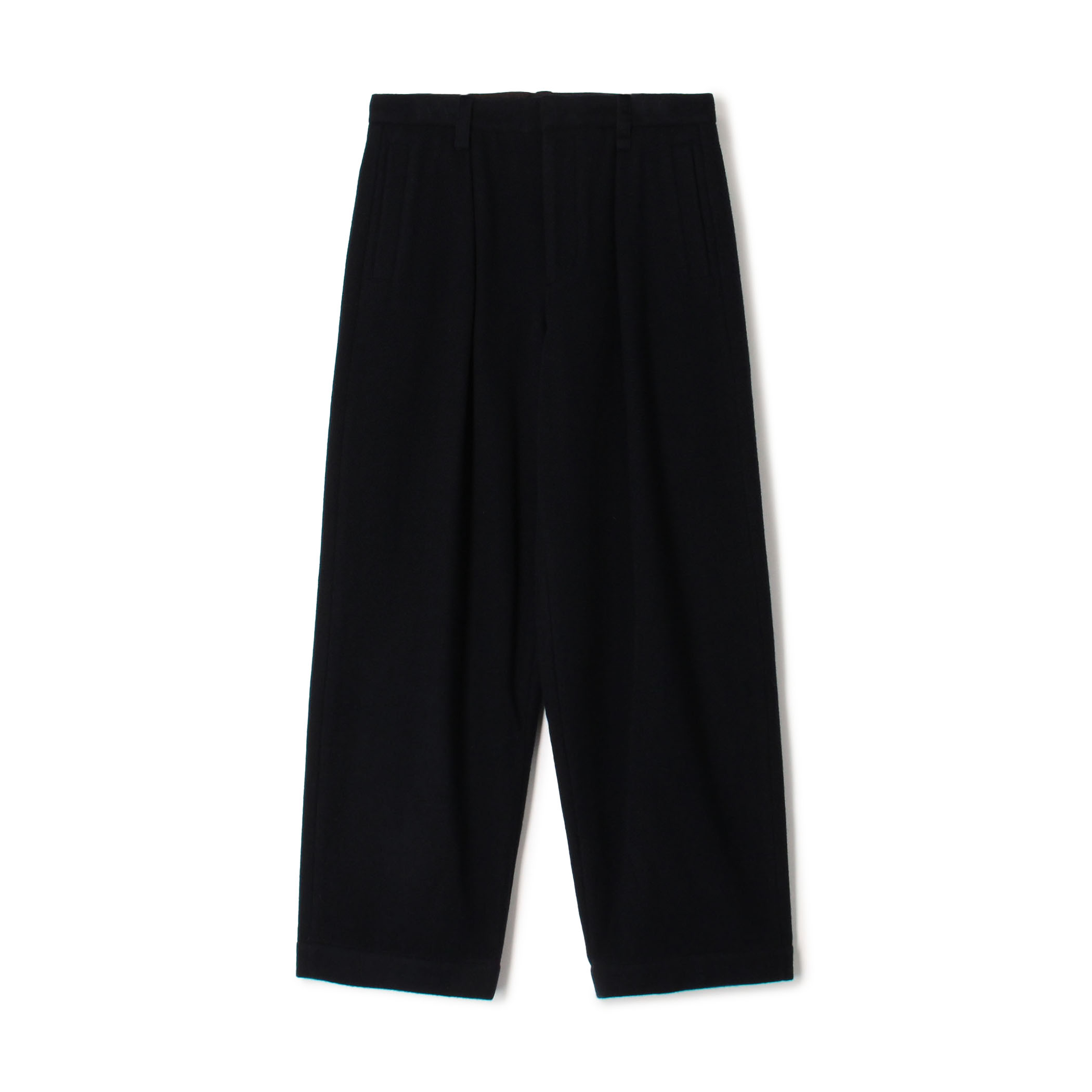 ウールナイロンビーバー 1プリーツカーブパンツ