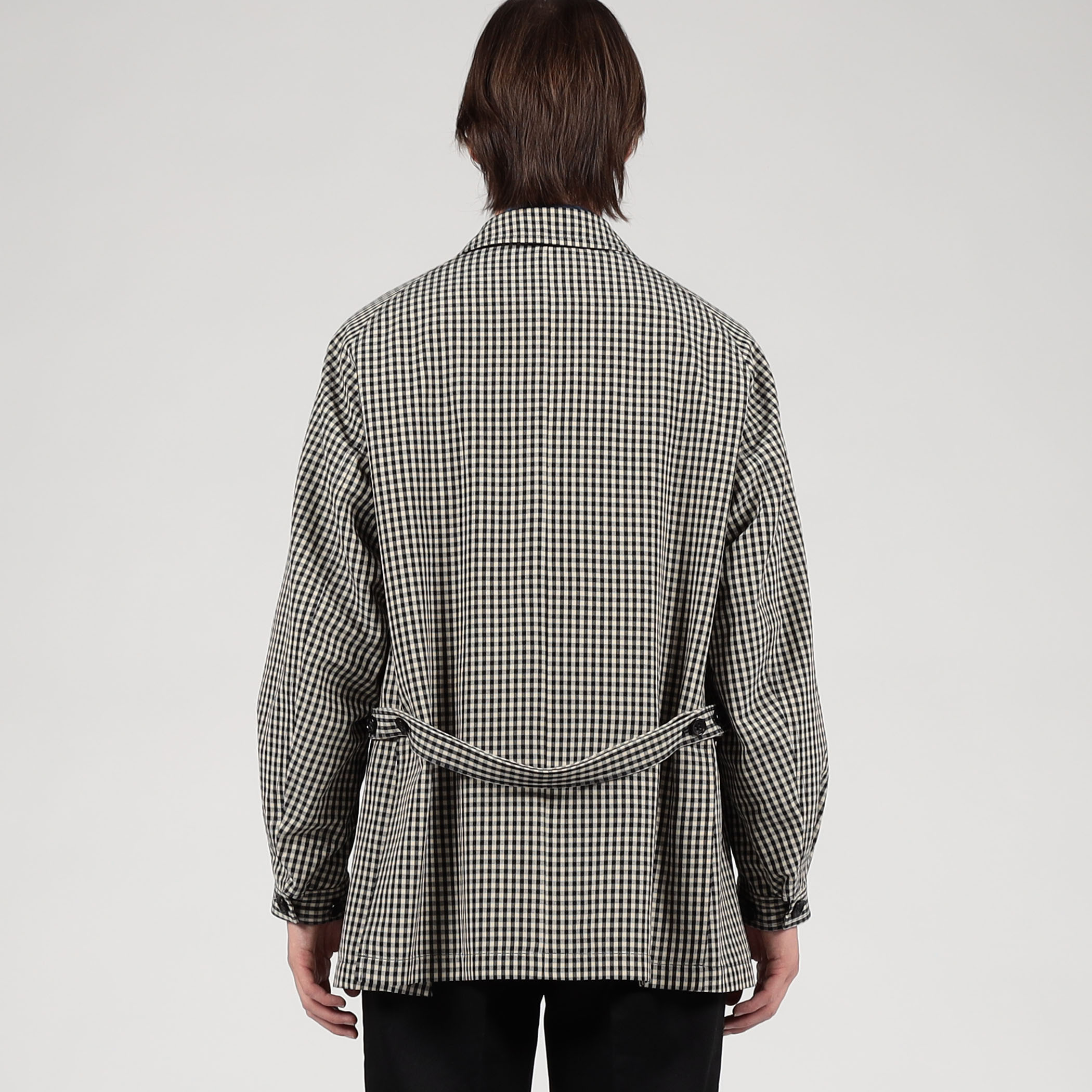 極美品♡MACPHEE トゥモローランド　コットンシルク ギンガムチェックコート シルクカシミア ギンガムチェック シングルブレステッド ショート